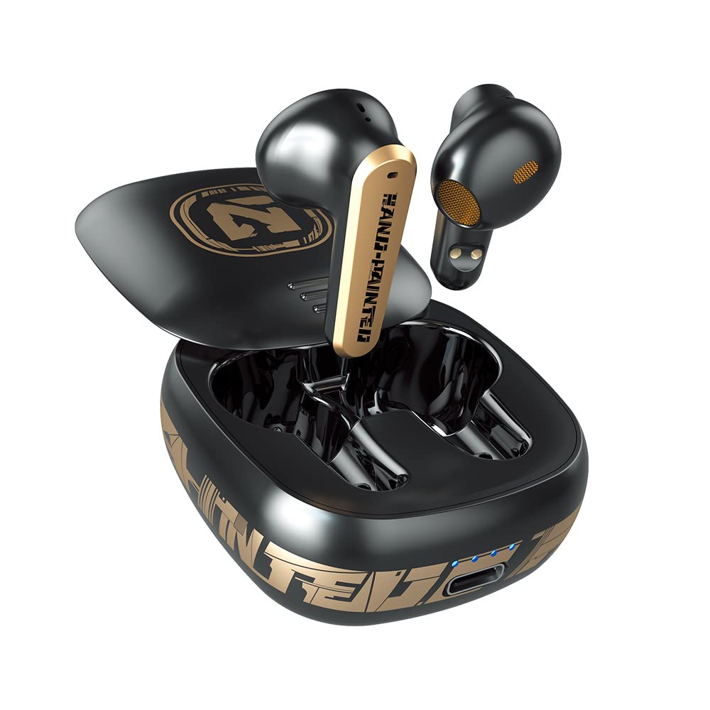 Wireless Bluetooth 5.2 Headphones with ENC Noise Cancelling, 3D Stereo Sound, Touch Control & IPX7 Waterproof - Sport Earbuds with Charging Case & HD Dual Mics for Calls (Gold) - Perfect for Running, Gym Workouts & Outdoor Activities
