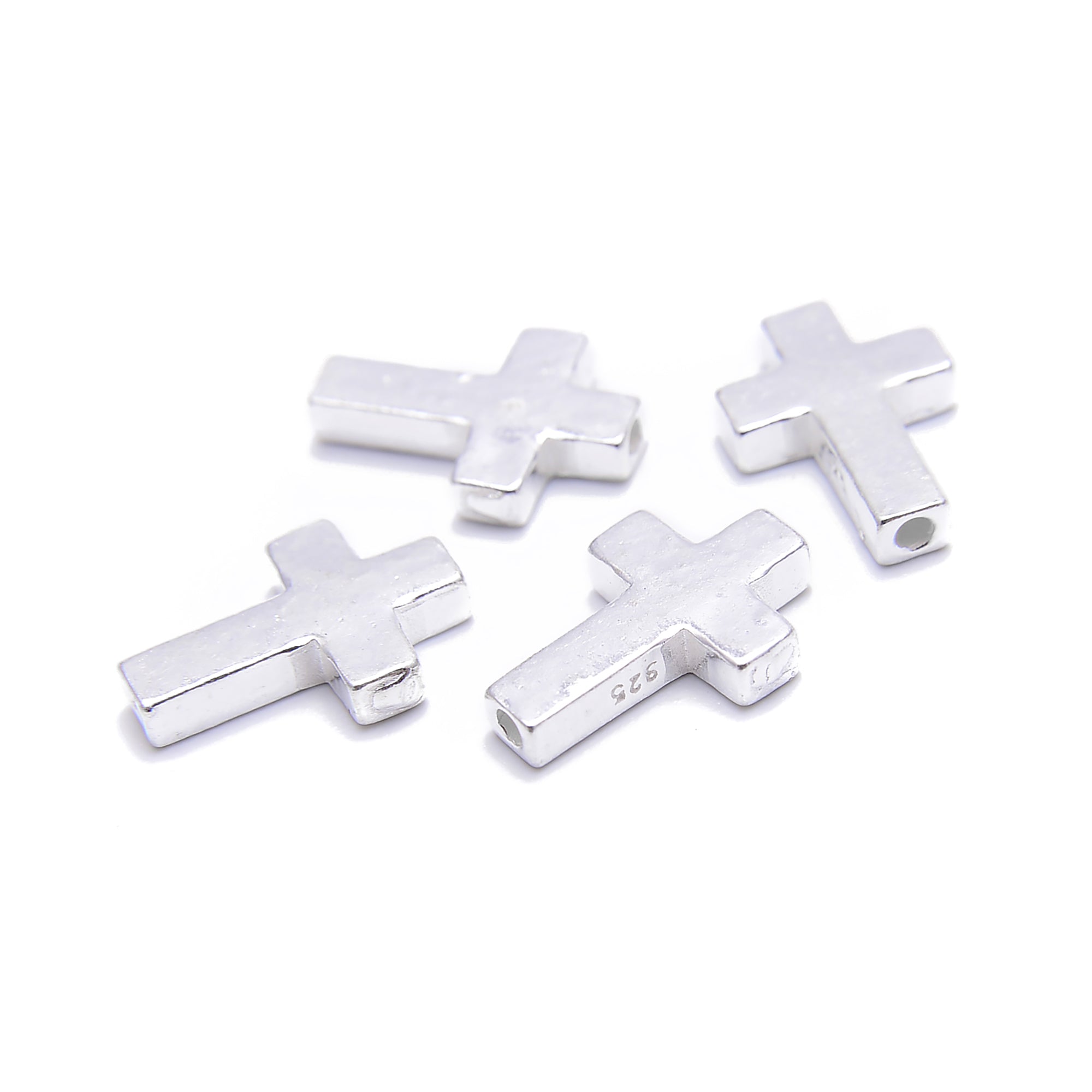 925 Sterling Silver Cross Beads - 10x14mm Religious Jewelry Making Supplies (2 Pcs/Bag) for DIY Bracelets, Necklaces & Rosary Crafting