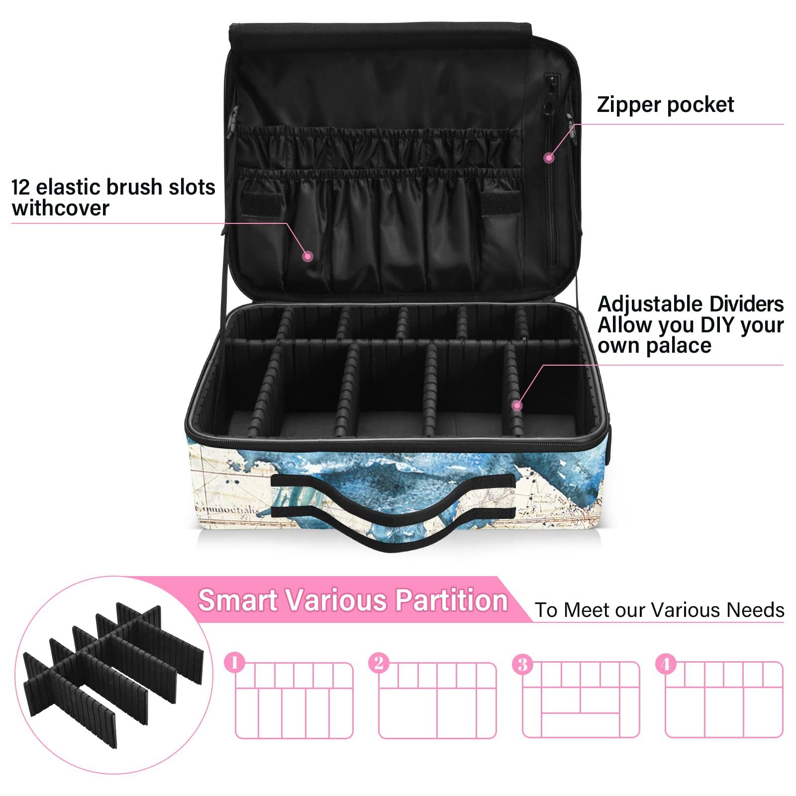 Modern Cow Texture Cosmetic Bag - Travel Organizer for Women & Girls, Perfect for Brushes & Toiletry Gifts