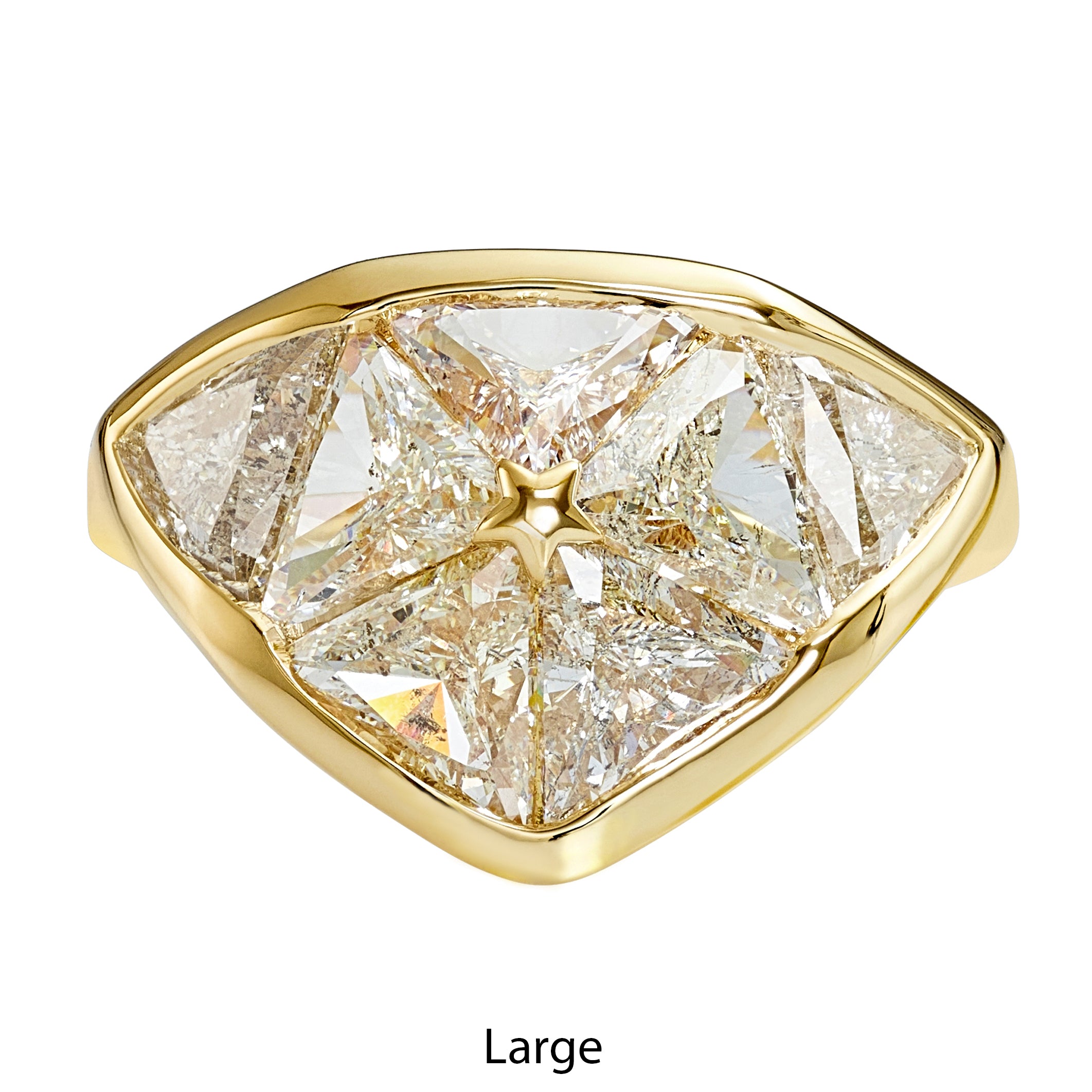 Interstellar Dome Ring with Triangle Cut Diamonds - Elegant 14K Gold Wedding Band for Women, Unique Geometric Engagement Ring for Brides, Perfect Anniversary Gift for Her