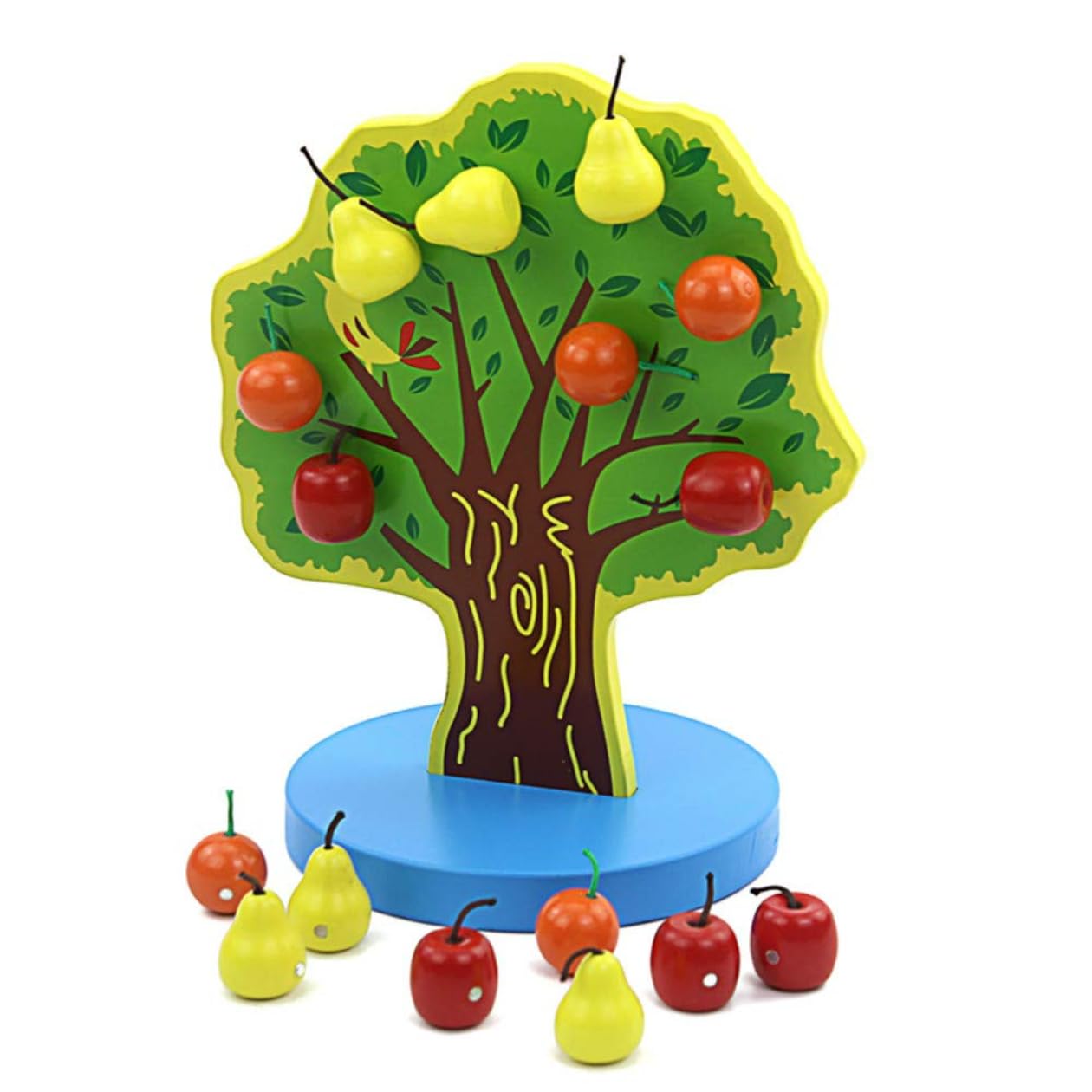 Kids Magnetic Fruit Tree Toy - Educational Geometric Assembling Game for Toddlers, Fun Apple Picking & Fruit Skewers Table Game - Perfect for Preschool Learning & Family Game Night