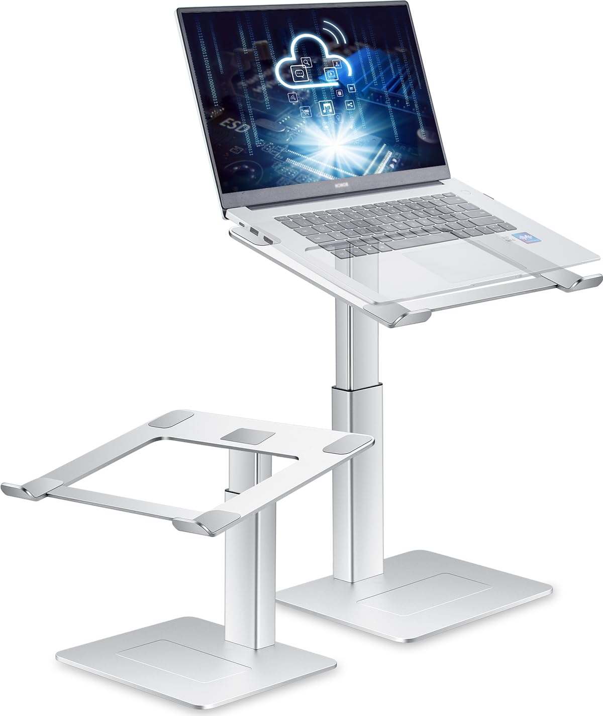 Adjustable Laptop Stand for Desk - Ergonomic Sit to Stand Riser for 13-16.5 Inch Laptops (MacBook Compatible) - Silver | Perfect for Home Office, Gaming & DJ Workstations