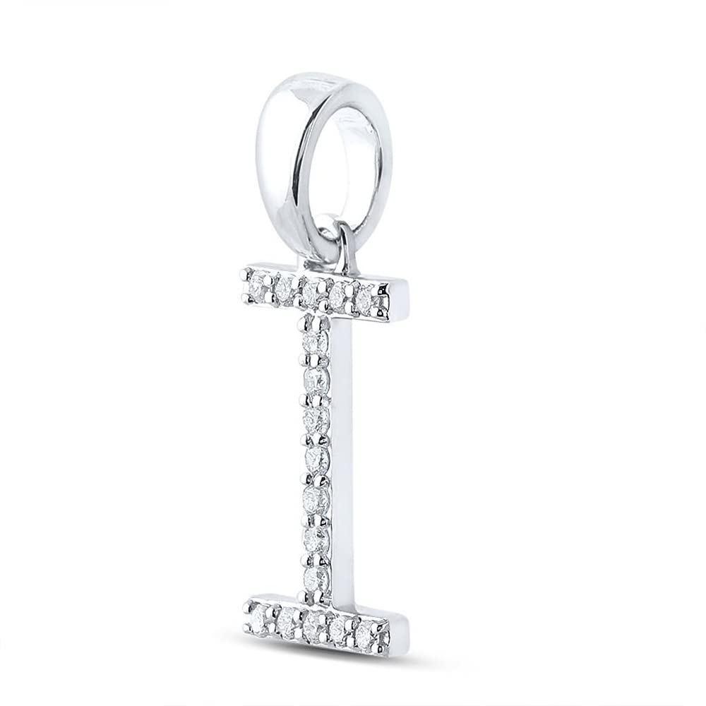 10K White Gold Women's Round Diamond Initial 