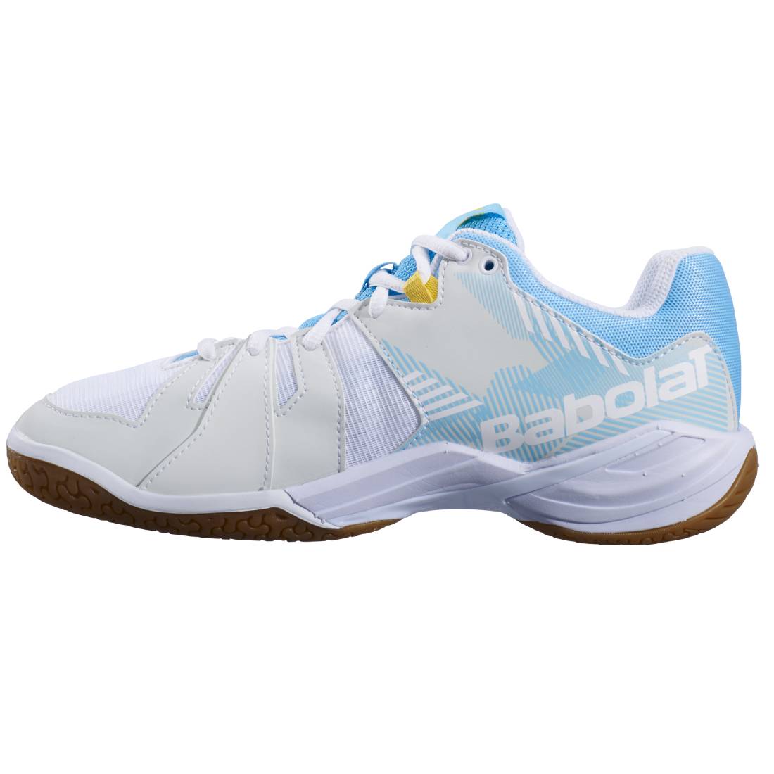 Babolat Shadow Spirit Women's Indoor Court Shoes - Lightweight Tennis Shoes for Women with Cushioning & Support (White/Light Blue) | Perfect for Indoor Tennis, Badminton & Squash Games