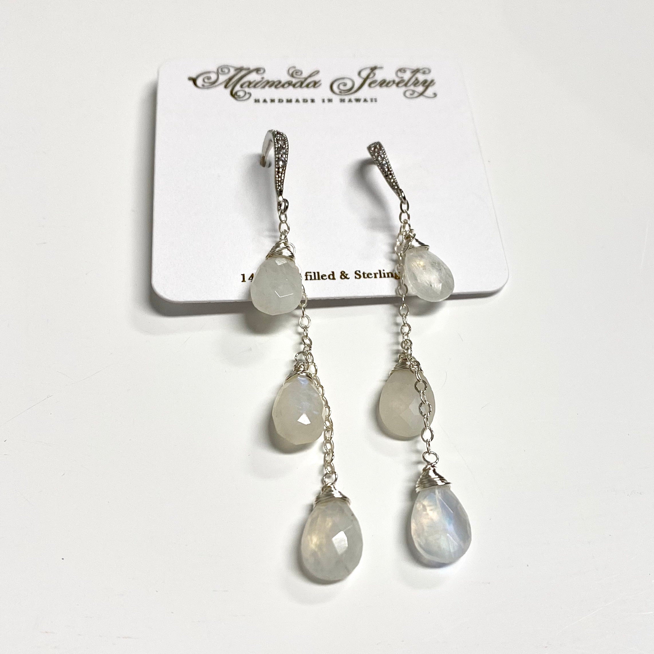Elegant Moonstone Earrings for Women - Adele Style Dangle Earrings (E346) | Perfect for Weddings, Parties & Evening Events