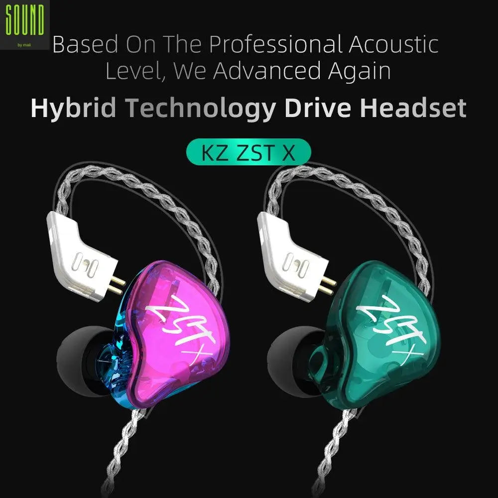 KZ ZST X Hybrid 1BA + 1DD HiFi In-Ear Headphones with Detachable Cable for Audiophiles, Musicians, and Gamers - Perfect for Studio Recording, Gaming, and Travel Use
