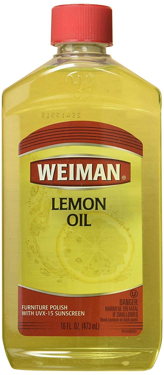 Weiman Lemon Oil with SPF Sunscreen Protection - 16 fl oz (Pack of 2) - Natural Wood Polish & Conditioner for Furniture, Cutting Boards & Outdoor Decks
