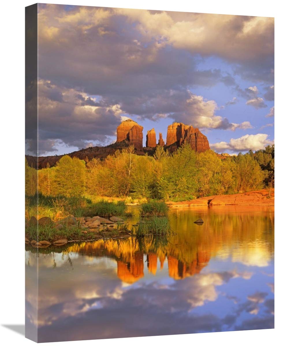 Premium Canvas Wall Art - Cathedral Rock Reflected in Oak Creek at Red Rock Crossing, Sedona Arizona Landscape - 18x24 Inch Nature Photography Print for Living Room, Bedroom & Office Decor