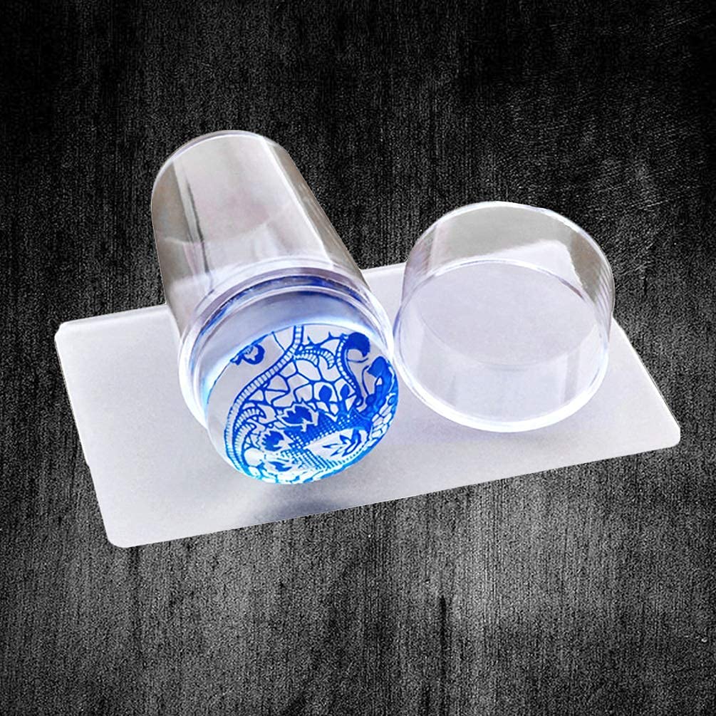 Red Square Soft Silicone Jelly Nail Stamper & Scraper Set - Professional Nail Art Tool with Lid & Large Scraper for DIY Nail Stamping Plates - Perfect for Salon, Home Manicure & Nail Art Designs
