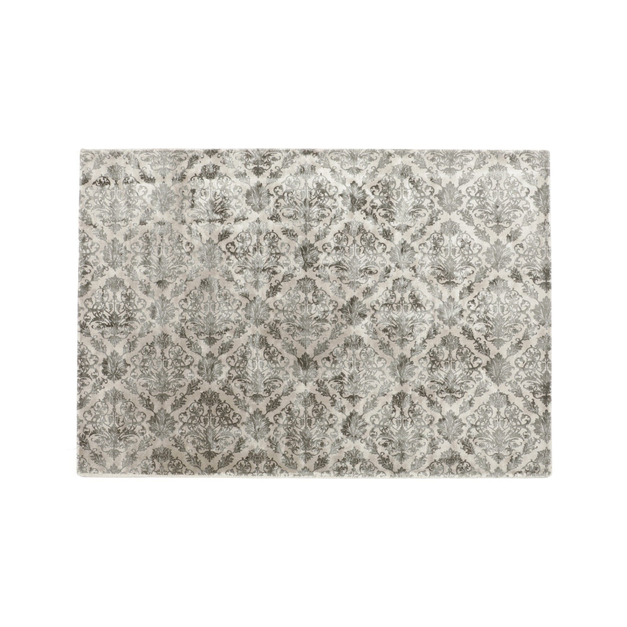 Luxury Damask Viscose Area Rug 6.5' x 4.5' Light Gray - Soft Modern Living Room Carpet for Bedroom, Dining Room & Office Decor