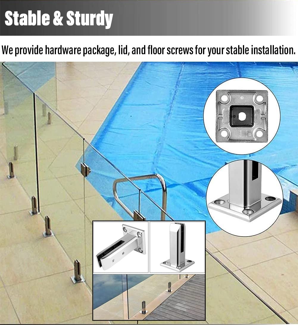 Premium Stainless Steel Square Glass Spigot Clamp - 8PCS Set for 10-12mm Glass - White - Perfect for Pool Fencing, Home Garden Stairs, Balcony Railings & Glass Floor Installations - Durable Outdoor & Indoor Use