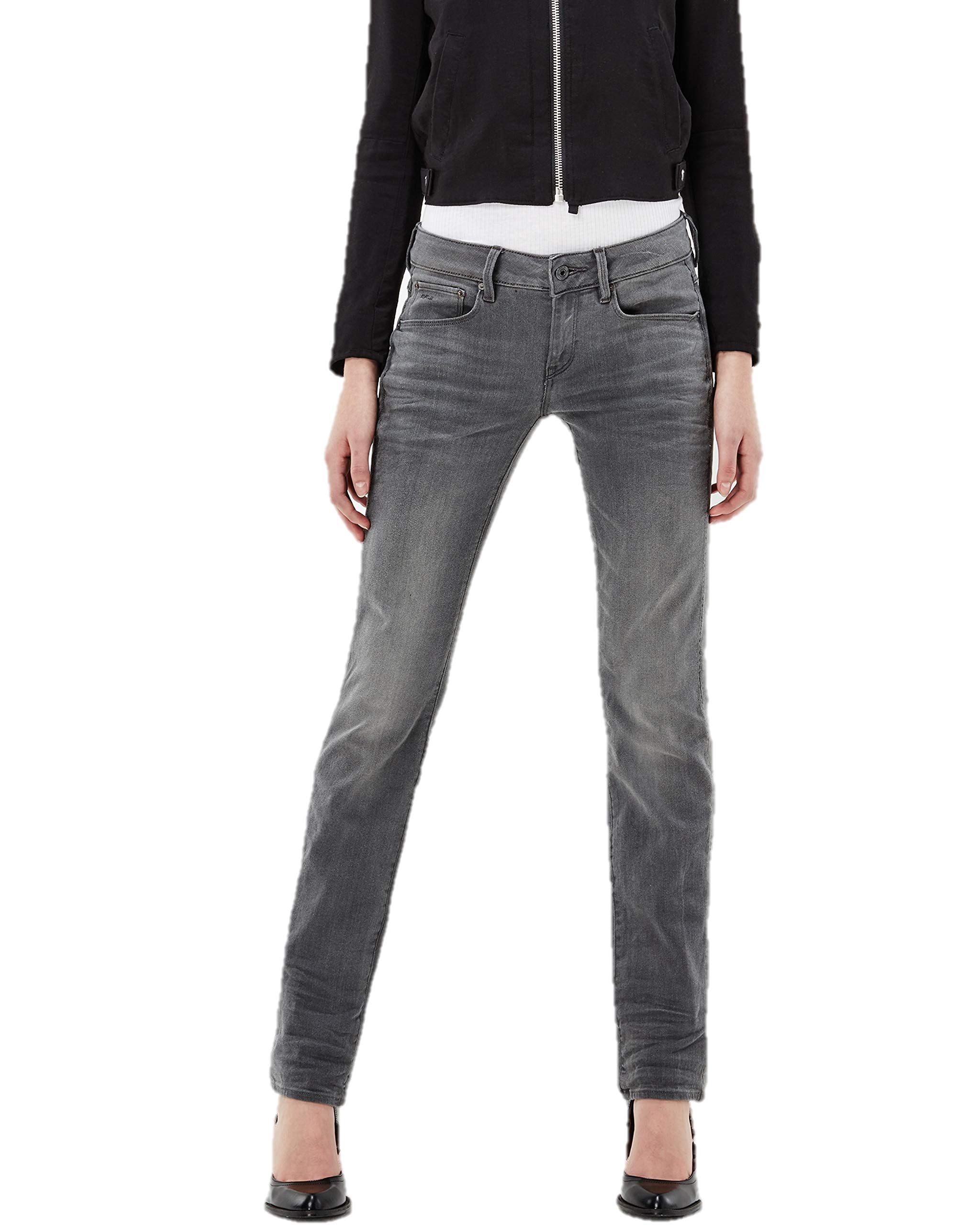 G-STAR Women's Attacc Mid Rise Straight Fit Jeans - Comfortable Denim Pants for Casual Wear, Office & Everyday Outfits
