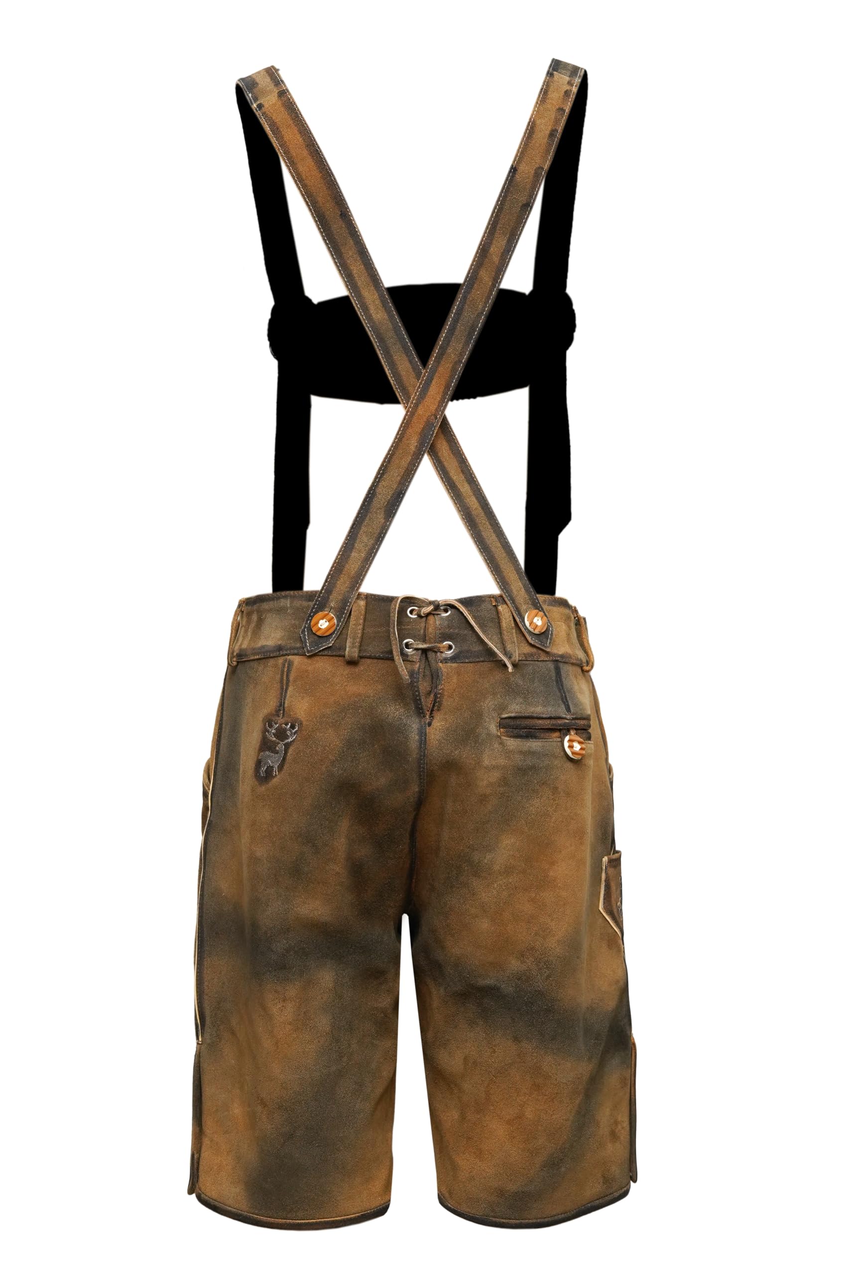 Authentic Men's Bavarian Lederhosen - Genuine Cowhide Leather Shorts with Adjustable Suspenders | Oktoberfest Costume, German Festival Outfit, Beer Party Attire