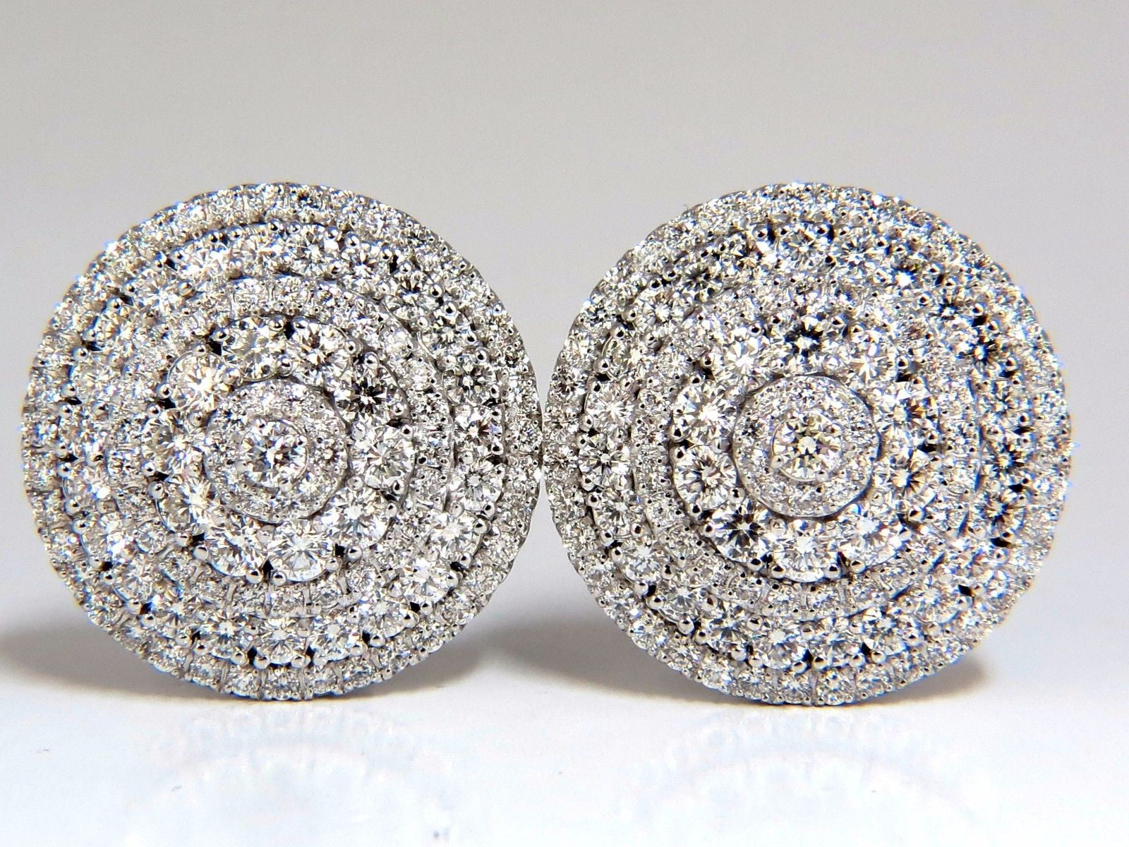 8.00ct Round Dome Diamond Cluster Clip-On Earrings in 18K Gold - 5 Row Design for Weddings, Parties & Special Occasions
