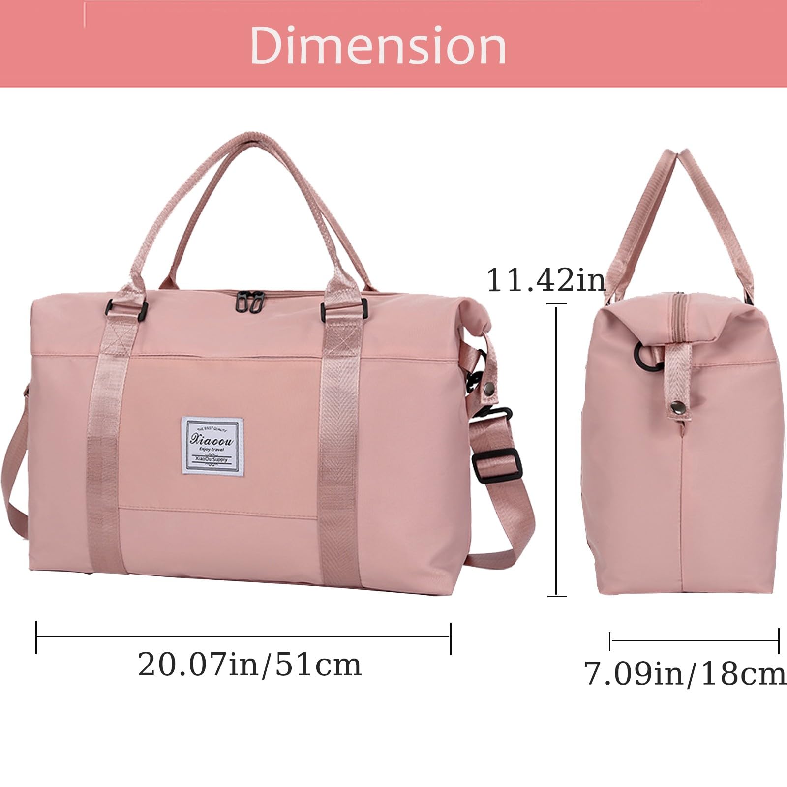 KARRESLY Women's Waterproof Travel Duffel Bag - Lightweight Gym Tote & Weekender Overnight Shoulder Bag for Sports, Workouts, Yoga (Grey) - Perfect for Gym, Travel, Weekend Getaways & Sports Activities