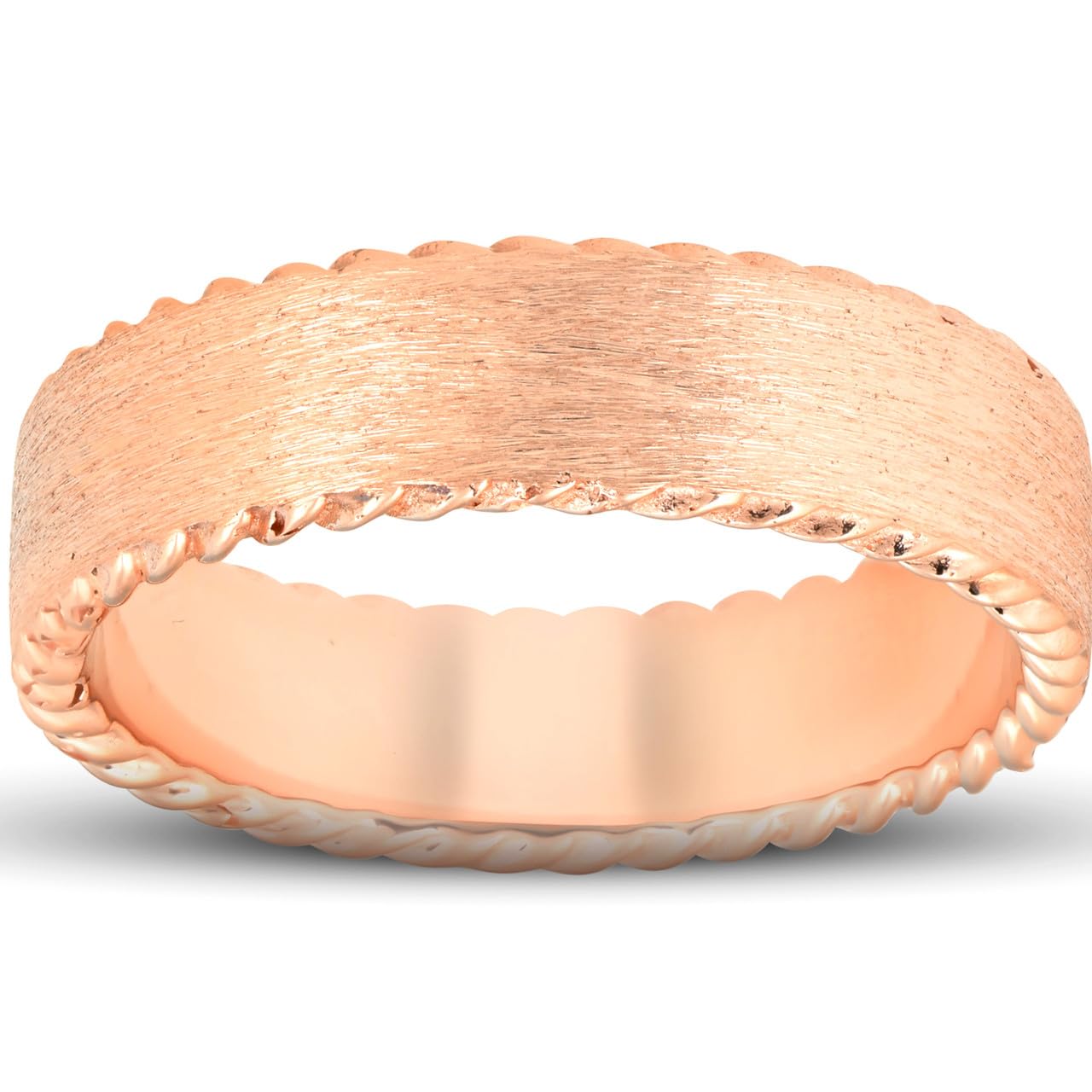 10K Rose Gold 6mm Comfort Fit Braided Brushed Men's Wedding Band Ring - Perfect for Anniversaries, Engagements & Everyday Wear