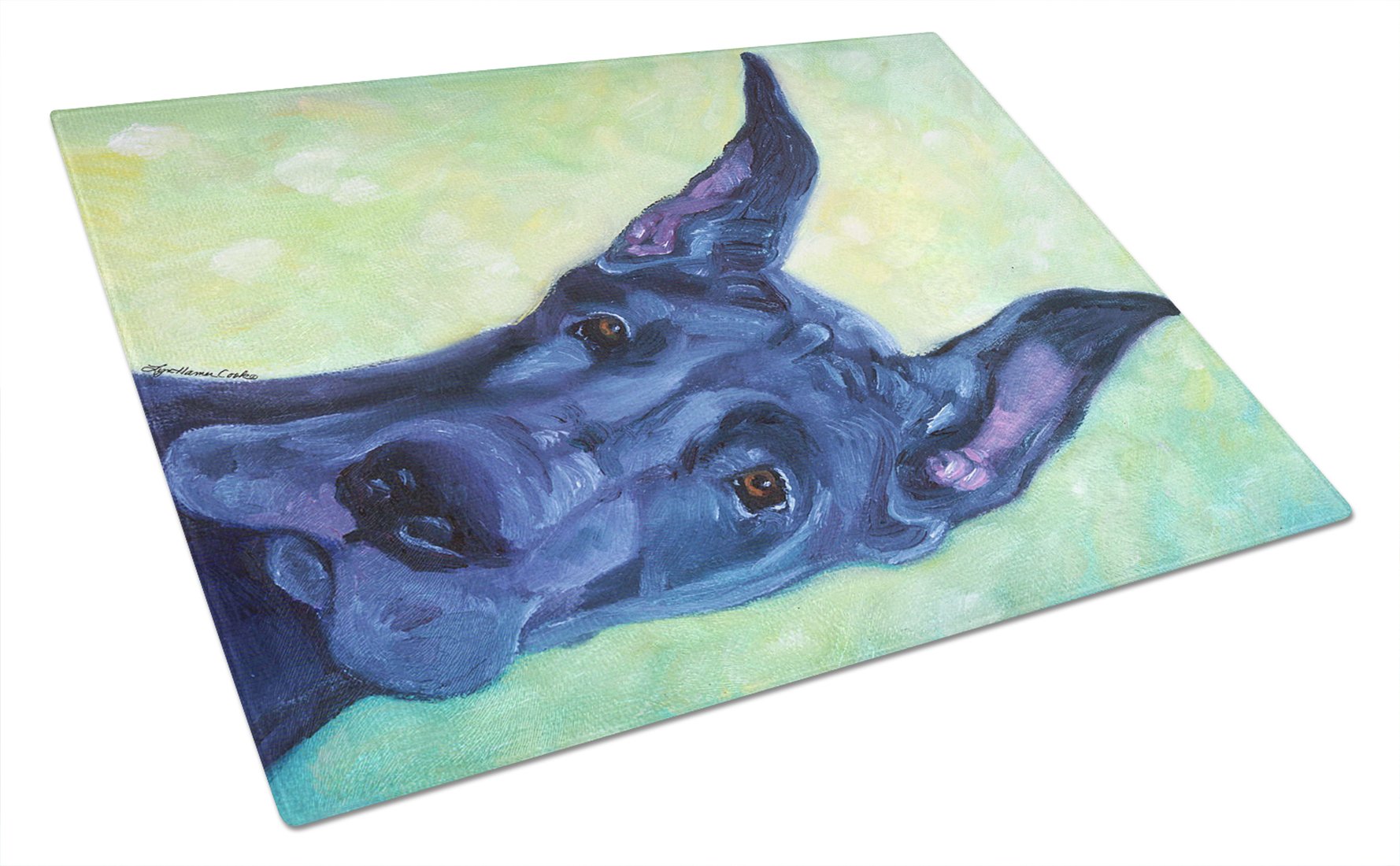 Great Dane Midnight Puppy Glass Cutting Board - Large Tempered Glass Kitchen Chopping & Serving Board - Durable Decorative Cutting Board for Meat, Vegetables & Cheese - Perfect for Entertaining & Home Decor