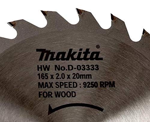 Makita D-03333 165mm Circular Saw Blade - 20mm Arbor, 24 Teeth for Wood Cutting - Perfect for DIY Projects, Carpentry, and Professional Woodworking
