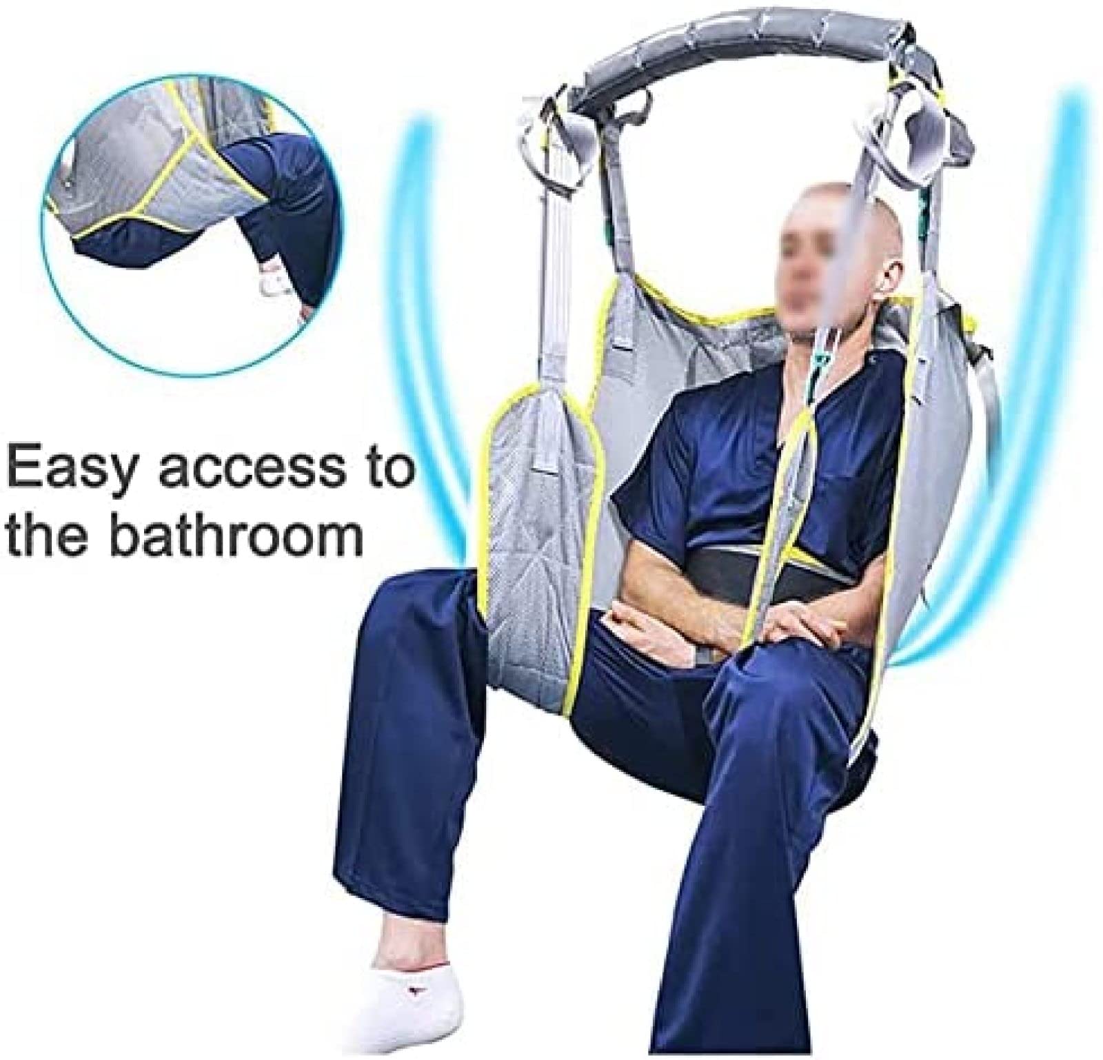 YUYANAIAI Full Body Patient Lift Sling - Heavy Duty Toileting & Bath Commode Sling with Divided Leg Design for Safe Transfers Between Bed, Wheelchair, Recliner, Shower Chair & Toilet - Ideal for Elderly Care & Post-Surgery Recovery
