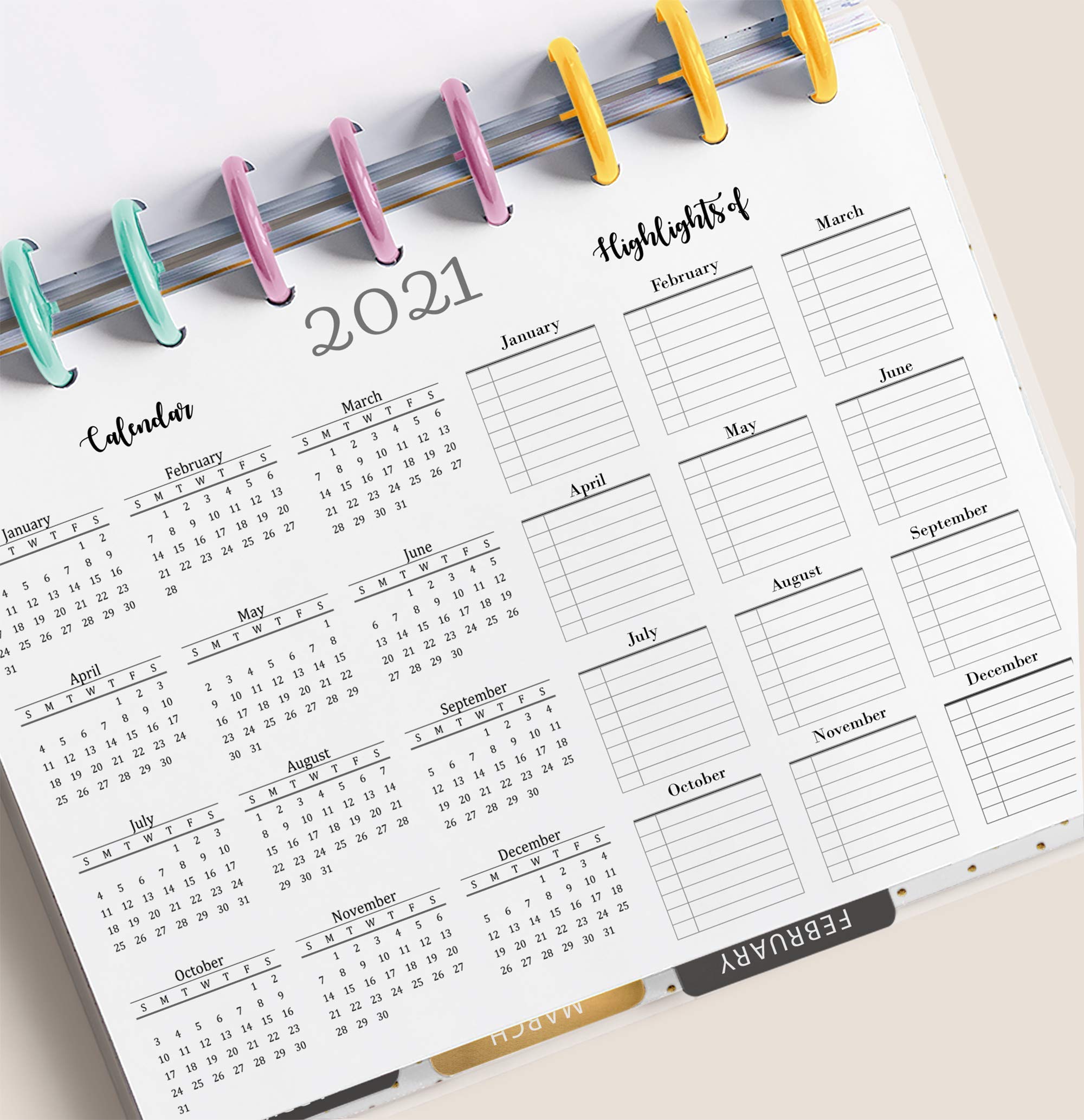 2024-2025 Monthly Planner Refills - 11-Disc Big Size Calendar Inserts (8.5