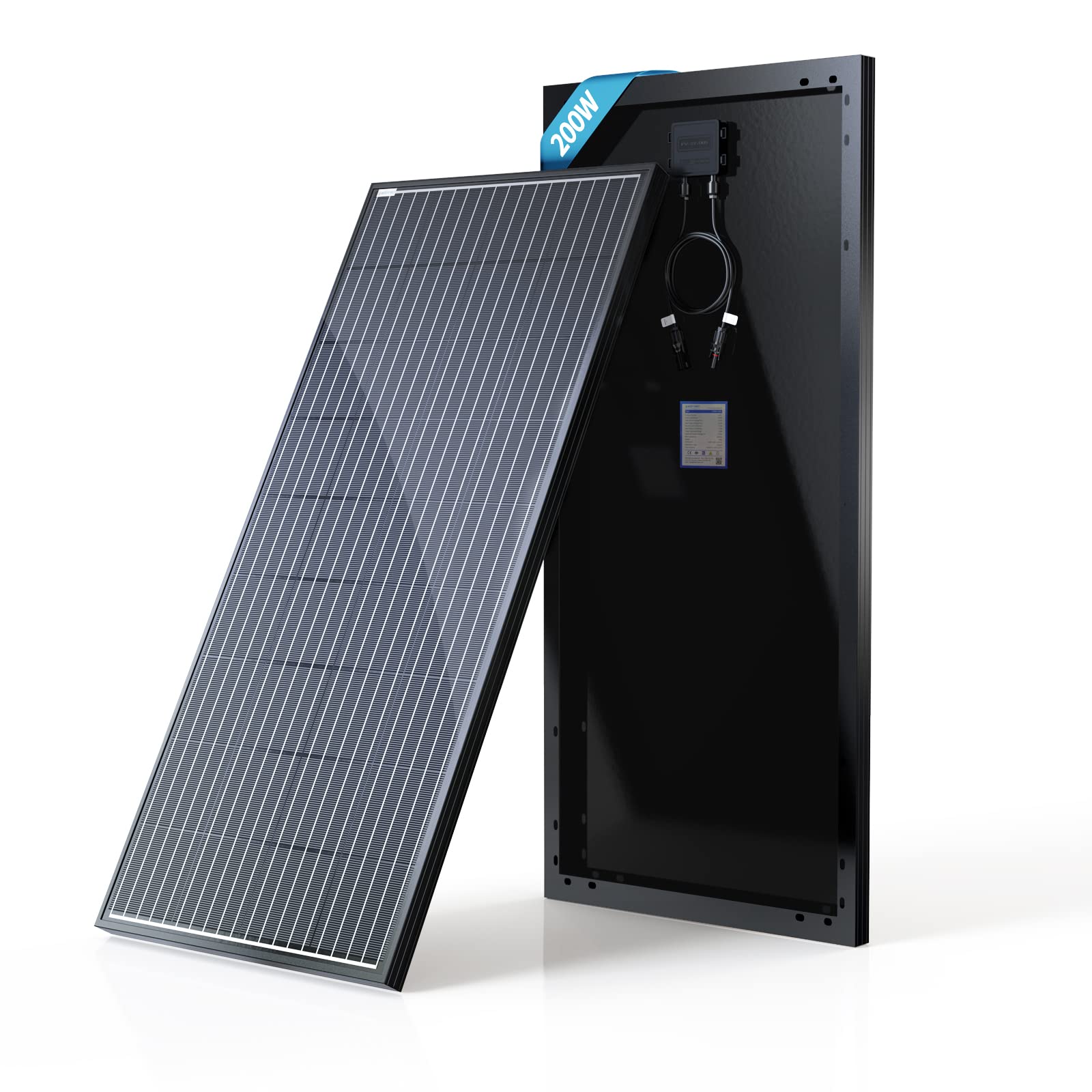 ACOPOWER 200W Solar Panel - High Efficiency Monocrystalline 12V Solar Panel for RV, Boat, Marine & Off-Grid Systems | Portable Power Solution for Camping, Cabins & Emergency Backup