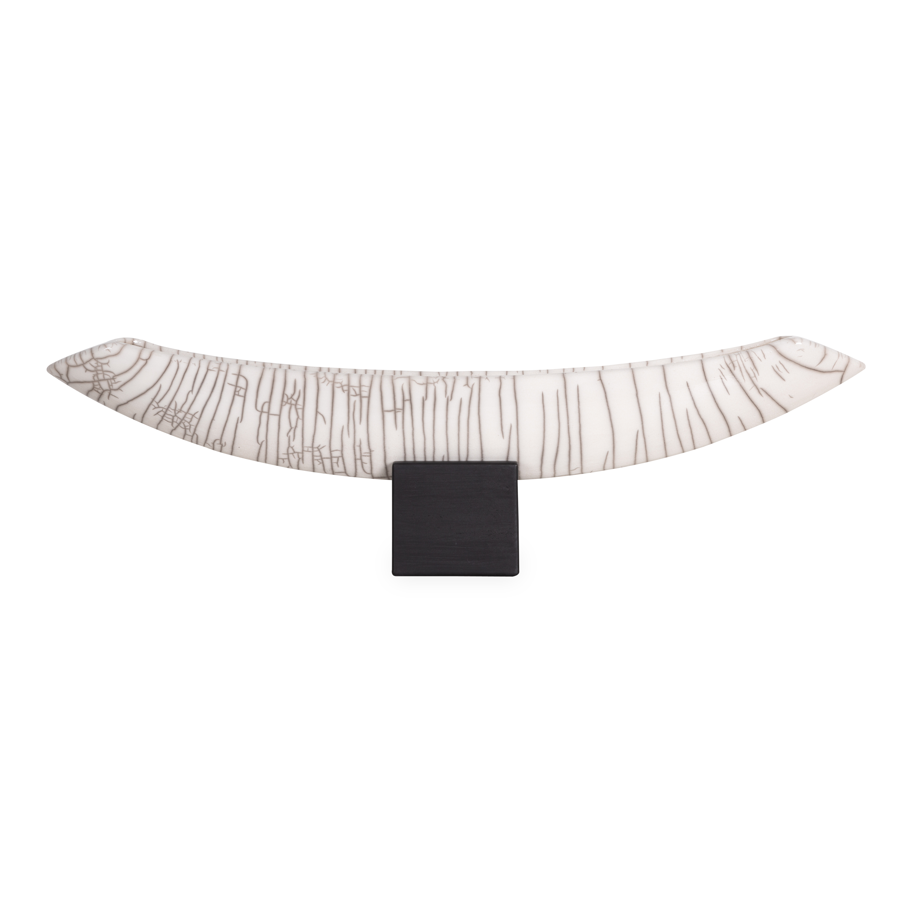 Crackle Carina Curved Trough - Modern Ceramic Bathroom Sink with Unique Crackle Glaze Finish, Perfect for Vanities and Powder Rooms (White, 18 Inch)