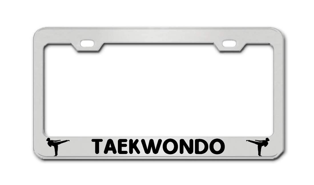 Taekwondo Chrome License Plate Frame - Durable Metal Car Tag Holder for Martial Arts Enthusiasts - Perfect for Dojo Members, Tournaments & Taekwondo Pride Display