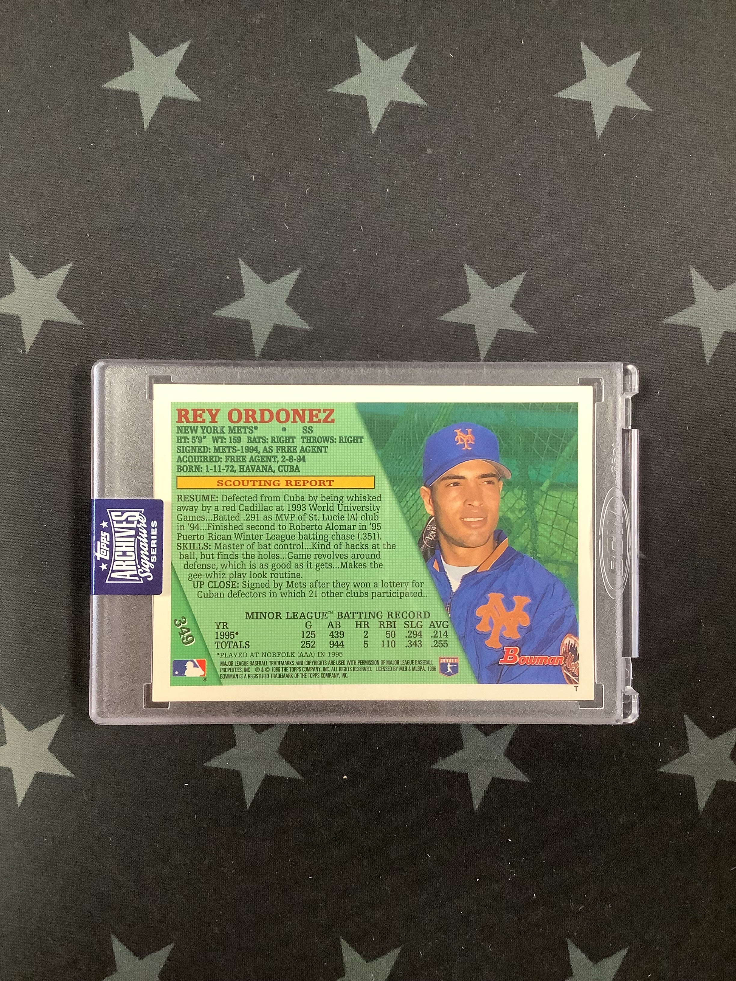 2020 Topps Archives Retired Signature Series Rey Ordonez #349/21 - Rare Baseball Card for Collectors & Fans - Perfect for Display, Trading & Memorabilia Collections