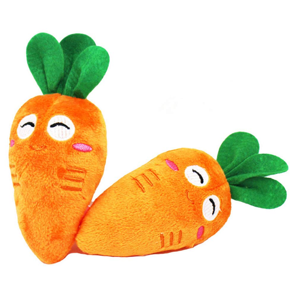 POPETPOP 2-Pack Plush Dog Chew Toys - Squeaky Carrot Molar Chew Toys for Puppies & Dogs | Fun Interactive Play & Dental Health | Perfect for Teething, Training & Playtime