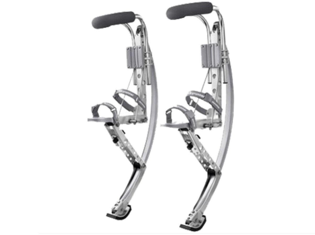 Skyrunner Adult Kangaroo Shoes - Jumping Stilts for Fitness & Exercise (200-242lbs/90-110kg) - Bouncing Shoes for Trampoline, Parkour & Outdoor Workouts (Silver)