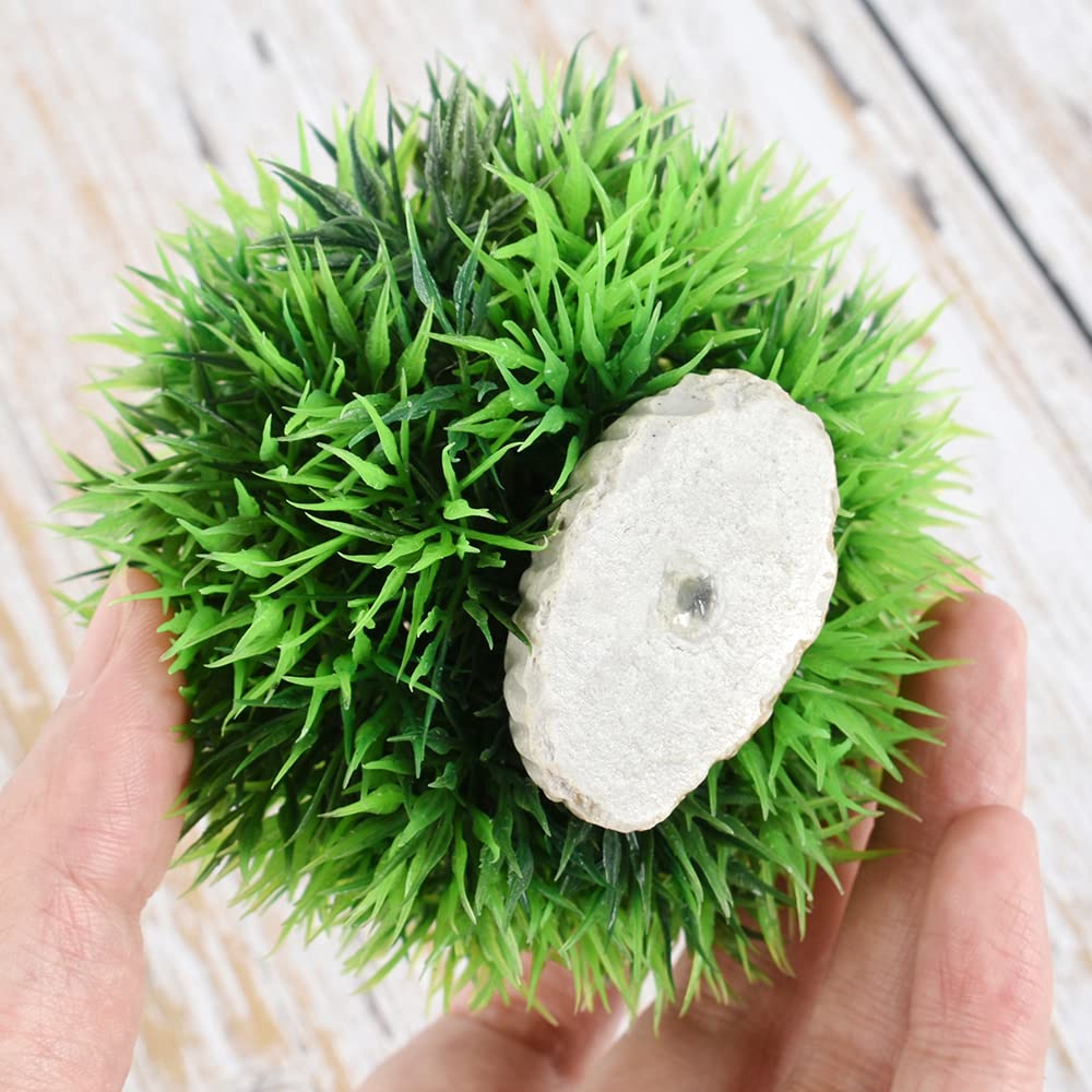 Artificial Aquarium Plastic Plants - 4 Pack 3.15 Inch Green Grass Ball Decor for Fish Tank | Realistic Underwater Plants for Freshwater & Saltwater Aquariums | Perfect for Betta Fish, Goldfish, Shrimp Tanks