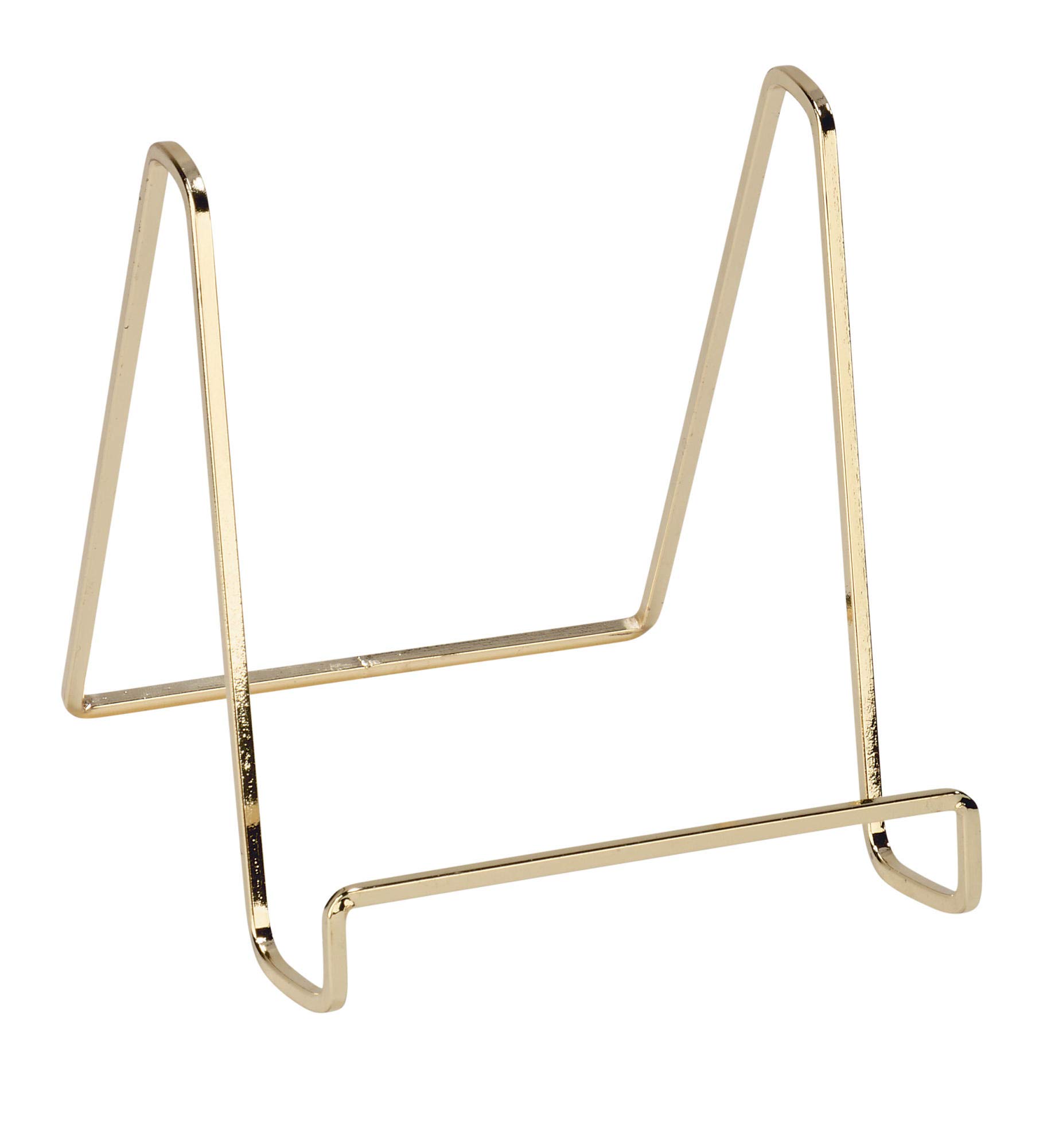 TRIPAR 6-Inch Metal Brass Plated Square Book Holder Stand - Mini Wire Easel for Photos, Picture Frames & Plates - Perfect for Home Decor, Office Display and Gift Giving