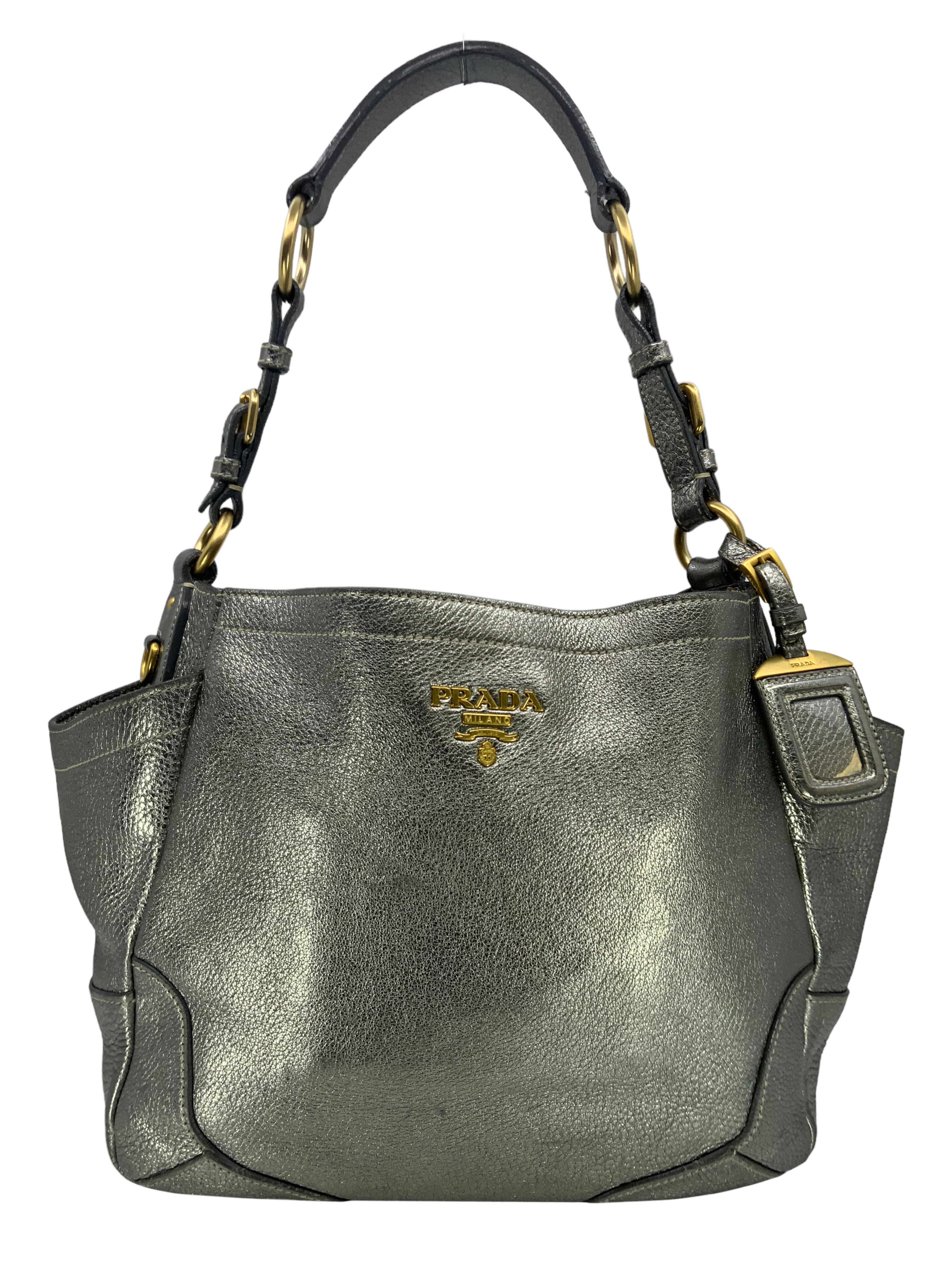 Prada Side Pocket Zip Vitello Daino Hobo Shoulder Bag - Luxury Leather Handbag for Women, Perfect for Work, Travel & Everyday Use