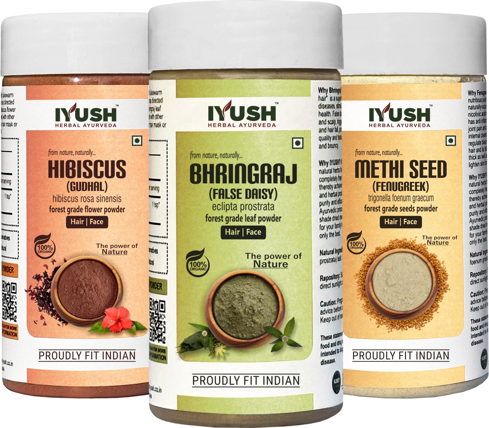 IYUSH Ayurvedic Bhringraj Powder with Fenugreek & Hibiscus for Hair Growth – 300g | Natural Hair Mask for Dry, Frizzy Hair & Scalp Care | Herbal Volume Booster | Skin & Hair Treatment | Perfect for DIY Spa & Home Hair Care Routines