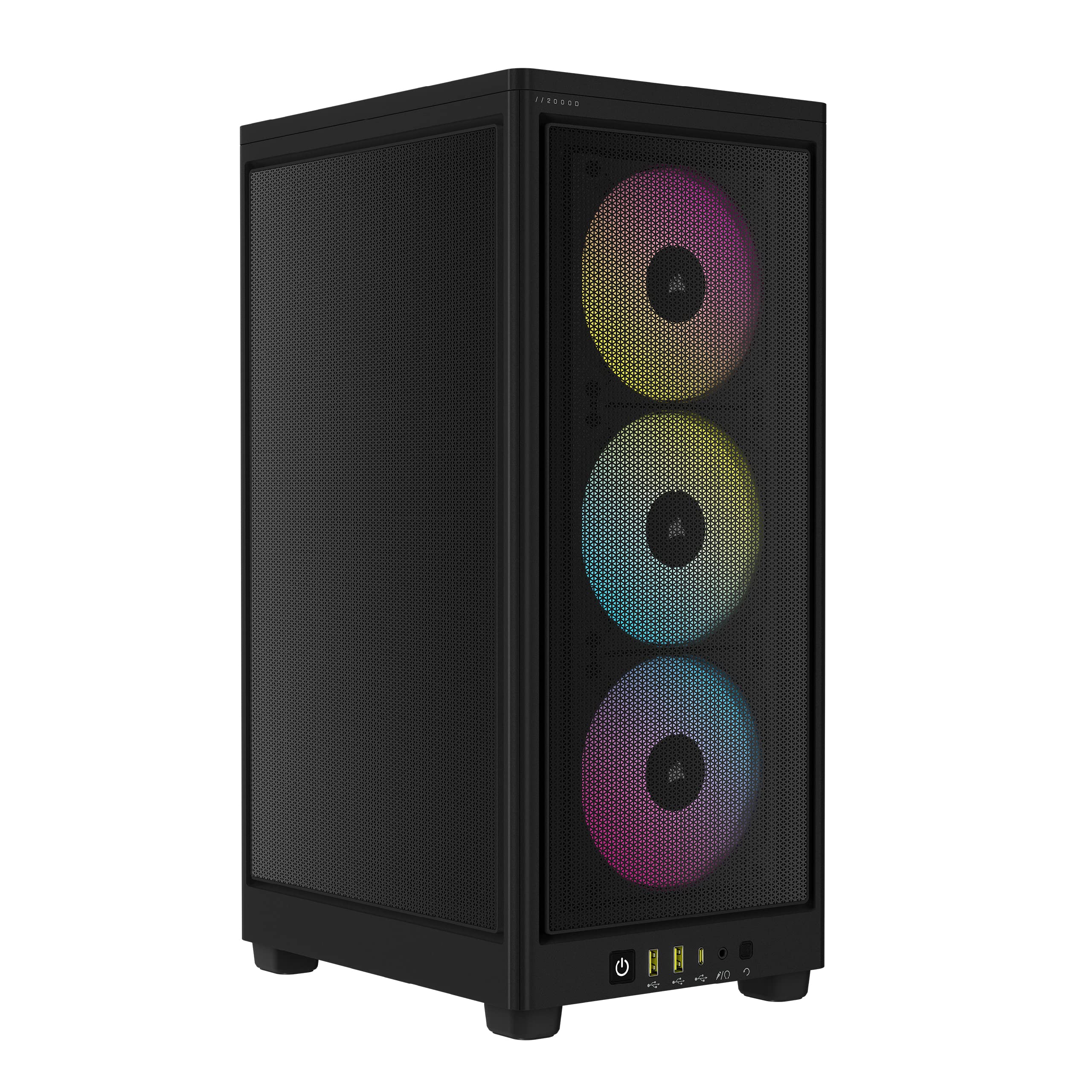 Corsair iCUE 2000D RGB Airflow Mini-ITX PC Case - Compact Steel Mesh Gaming Case with 3X AF120 RGB Slim Fans & iCUE Lighting Control - Perfect for Small Form-Factor Gaming Rigs & Home Theater PCs (HTPC) - Black