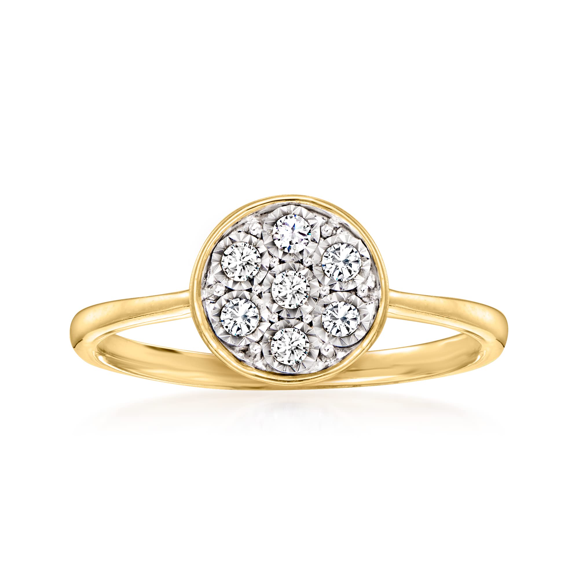 0.15 ct Canaria Diamond Circle Cluster Ring in 10K Yellow Gold - Elegant Wedding Band, Anniversary Gift for Her, Perfect for Special Occasions