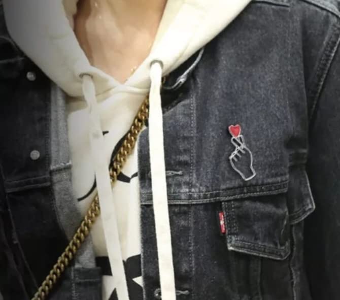 Korean Love Heart Hand Brooches - 2 Pcs K-Pop Pins for Clothing & Accessories | Army Gift Merch | Perfect for BTS Fans, Fashion Decoration & K-Pop Merchandise Collectors