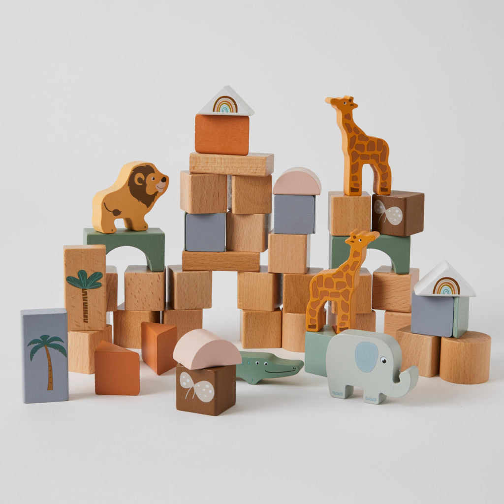 Wooden Jungle Animals Stacking Blocks - Educational Toddler Toys for Learning & Development - Perfect for Preschool Playtime, Birthday Gifts & Montessori Activities