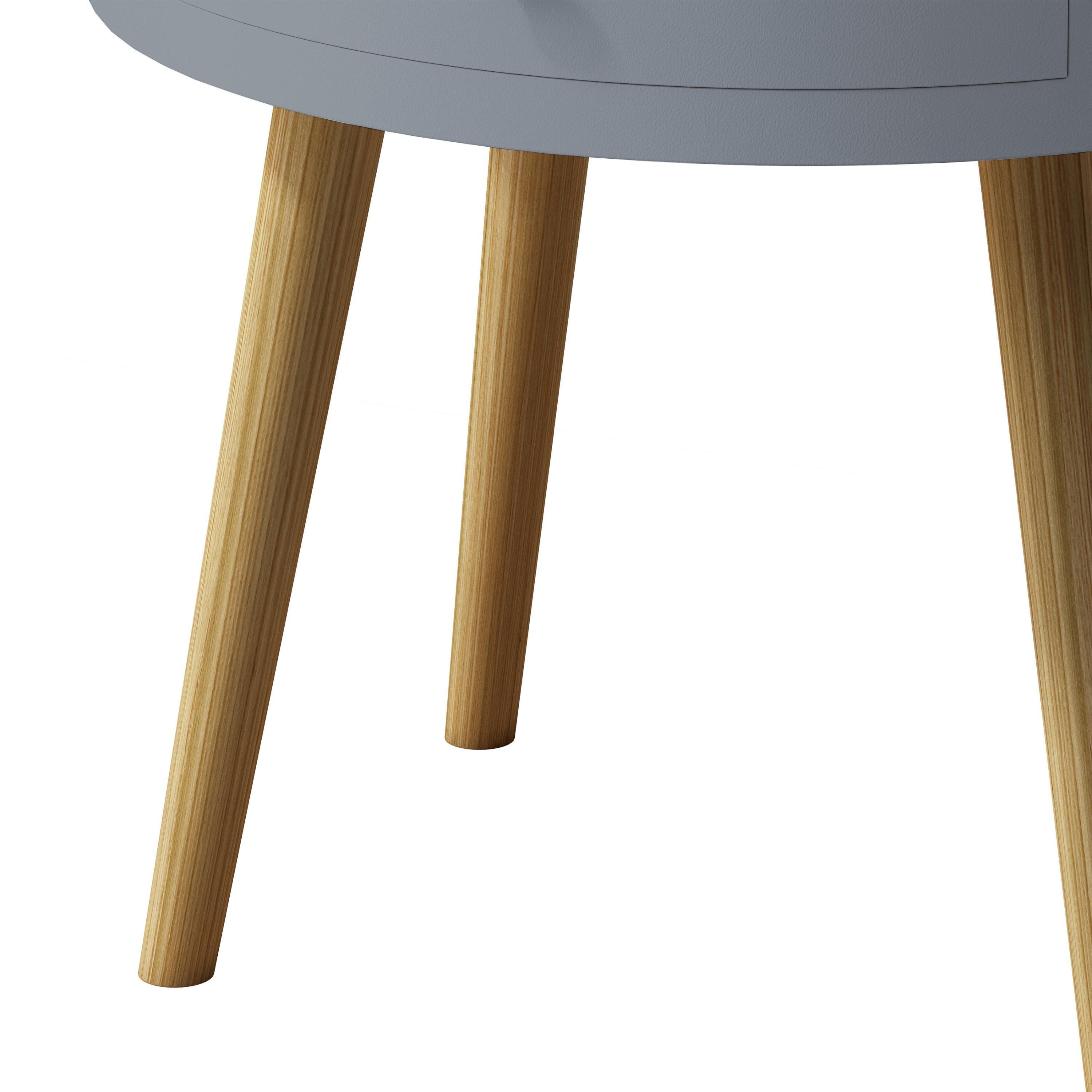 18H Nightstand with Storage Drawer & Oak Legs - Modern Bedside Table, Sofa Side Table for Bedroom, Living Room - Perfect for Small Spaces, Apartment Essentials & Home Organization