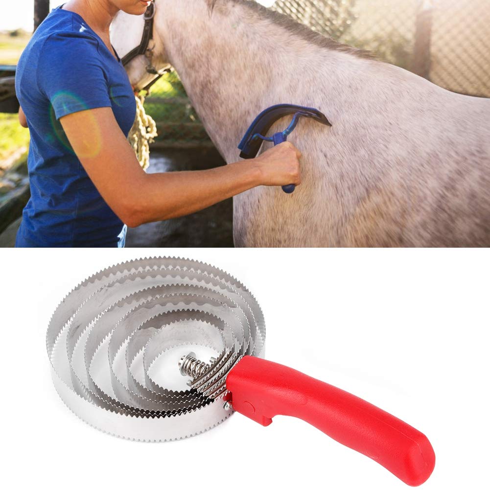 Premium Horse Grooming Brush - 6 Circle Steel Bristles for Livestock & Equine Care - Ergonomic Soft Grip Handle - Perfect for Daily Horse Coat Cleaning, Shedding & Itch Relief
