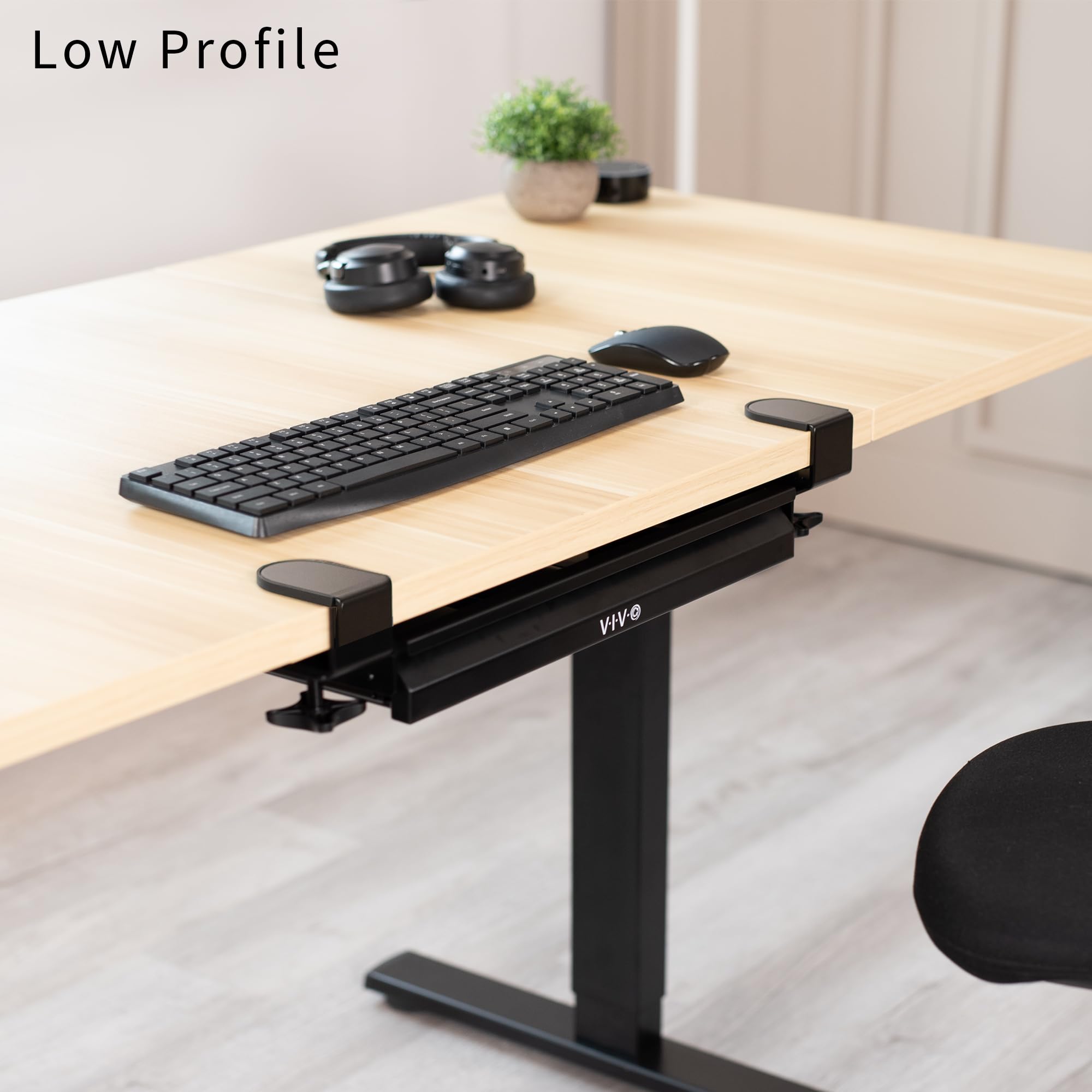 VIVO 16 Inch Under Desk Drawer Organizer - Black Clamp-On Sliding Storage Tray for Office & Standing Desks | Perfect for Storing Pens, Notebooks & Office Supplies Under Sit Stand Workstations