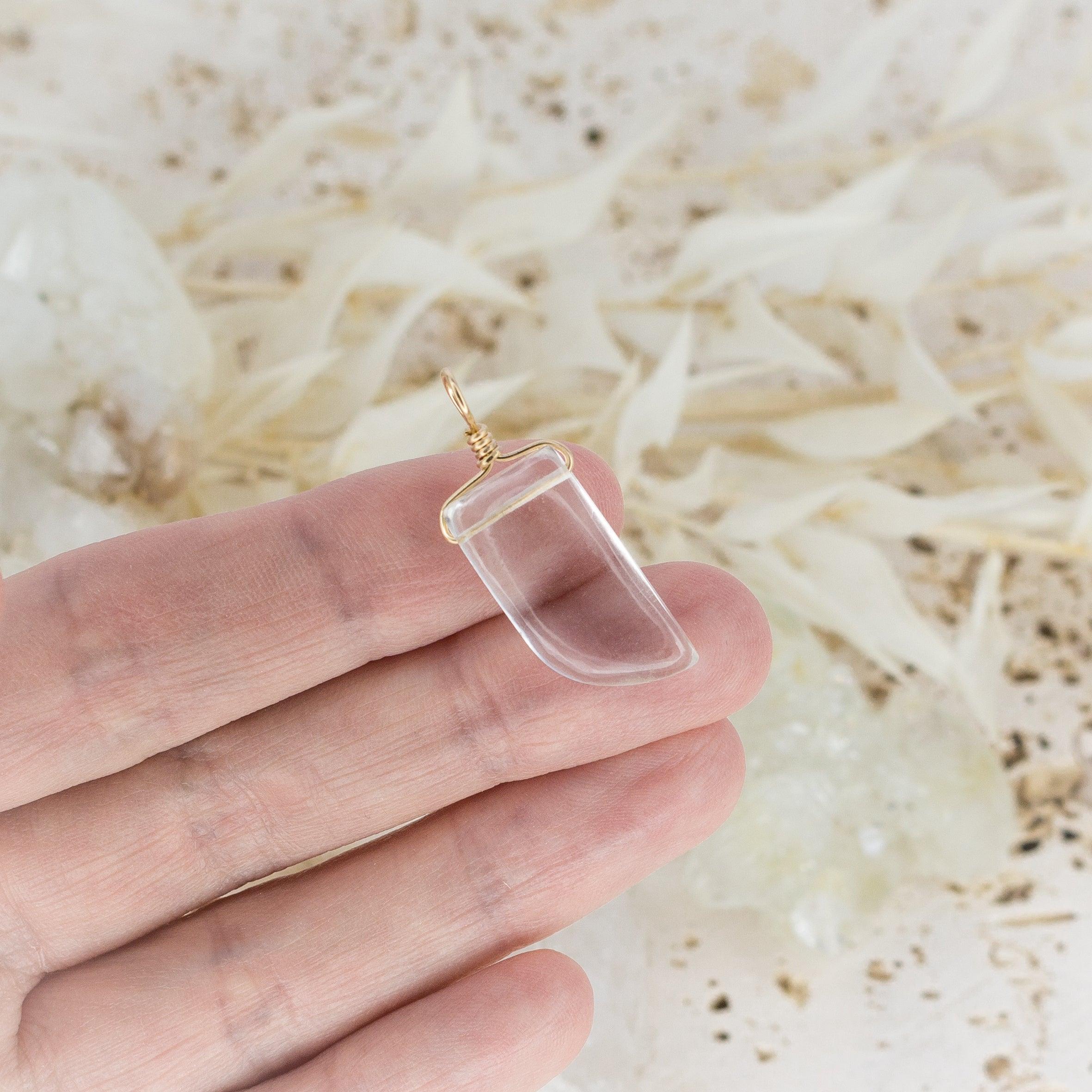 Small Smooth Crystal Quartz Pendant Necklace with Gentle Point - Perfect for Meditation, Healing & Spiritual Jewelry Gifts
