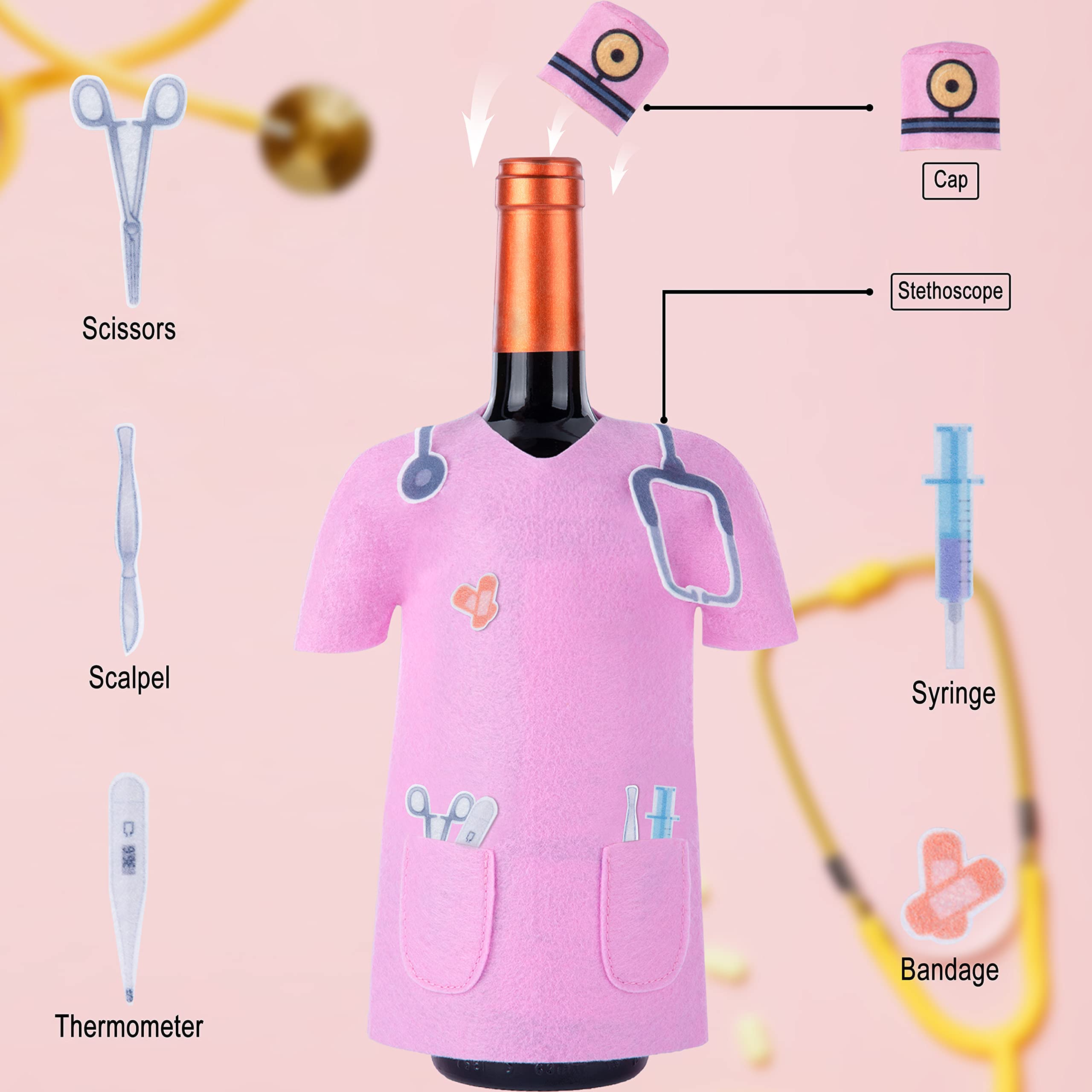 Best Doctor & Nurse Gifts - White Coat Ceremony Wine Bottle Cover for Medical Students, Pharmacists & Practitioners - Perfect Graduation, Appreciation & Retirement Gifts for Healthcare Professionals