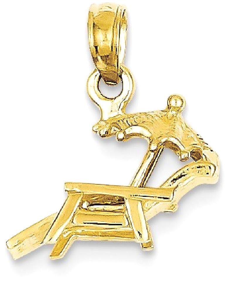 14K Solid Yellow Gold Beach Chair Pendant Necklace - Dainty Lounge & Vacation Jewelry for Summer, Pool Parties & Tropical Getaways