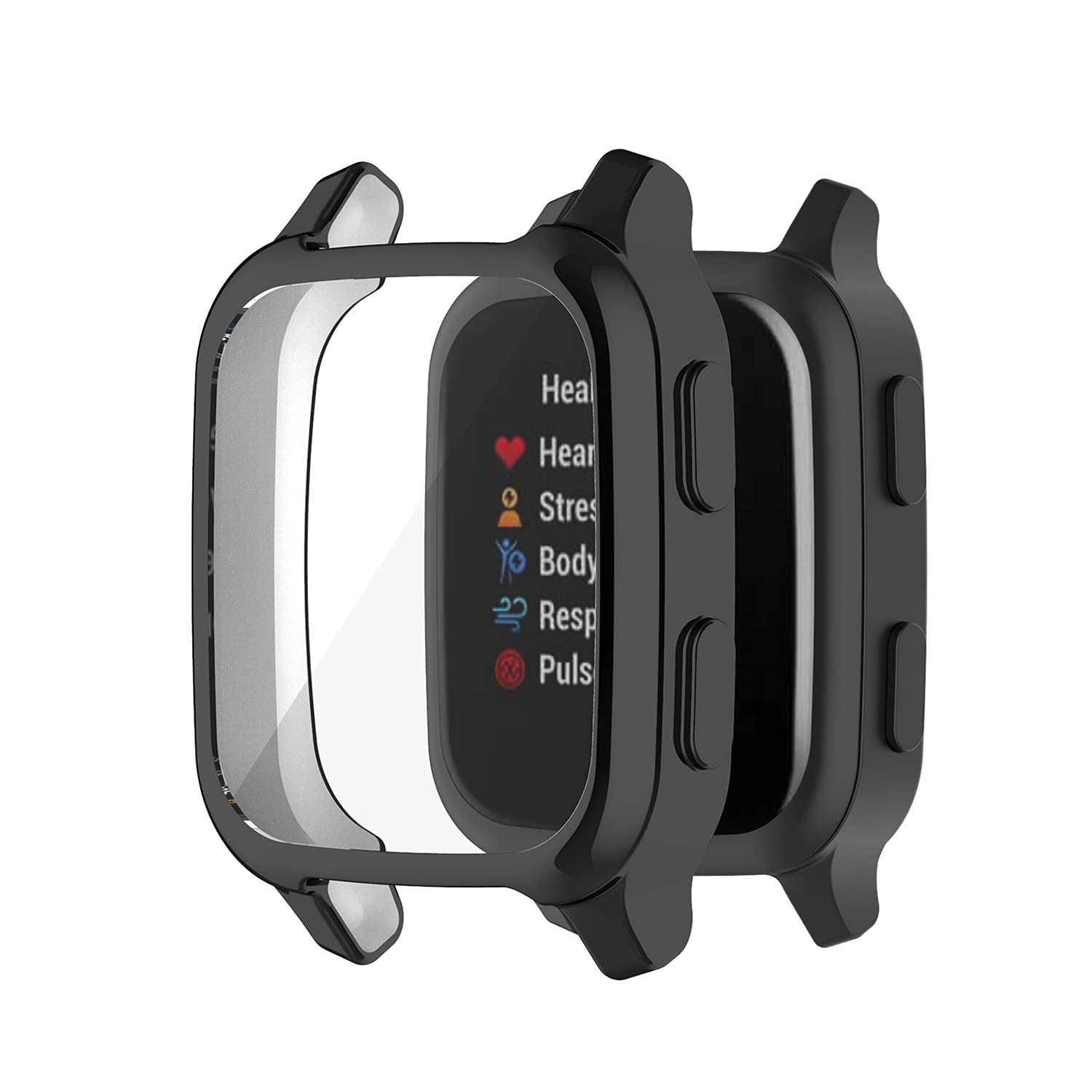 2-Pack Garmin Venu SQ/Venu SQ Music Screen Protector - Soft TPU Bezel (Black) - Anti-Scratch, Bubble-Free Protection for Workouts & Outdoor Activities