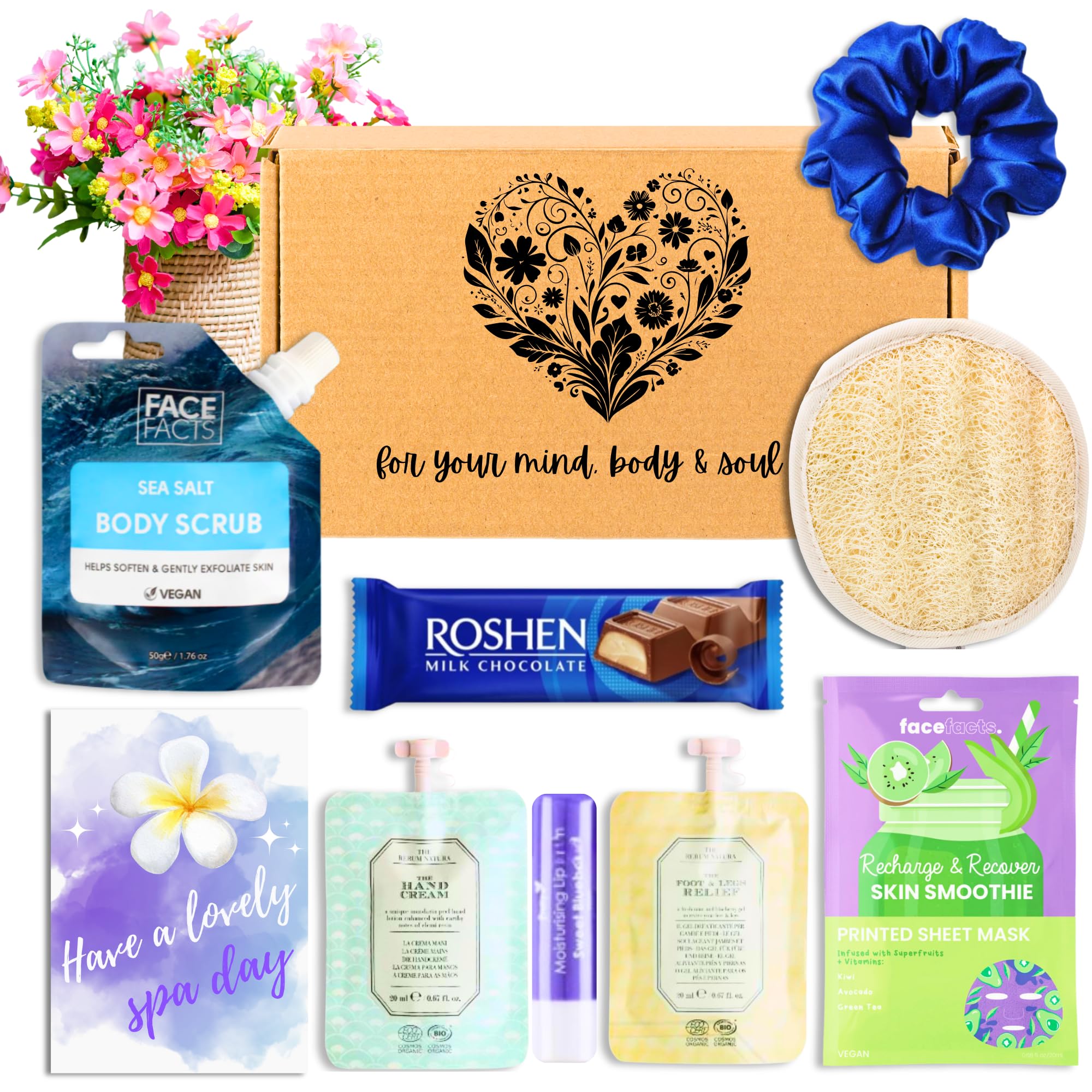 Luxury Spa & Relaxation Gift Set for Women - Birthday, Mother’s Day Present - Blue Aromatherapy Bath & Body Care Hamper - Perfect for Self-Care, Home Spa Days & Thoughtful Gifting