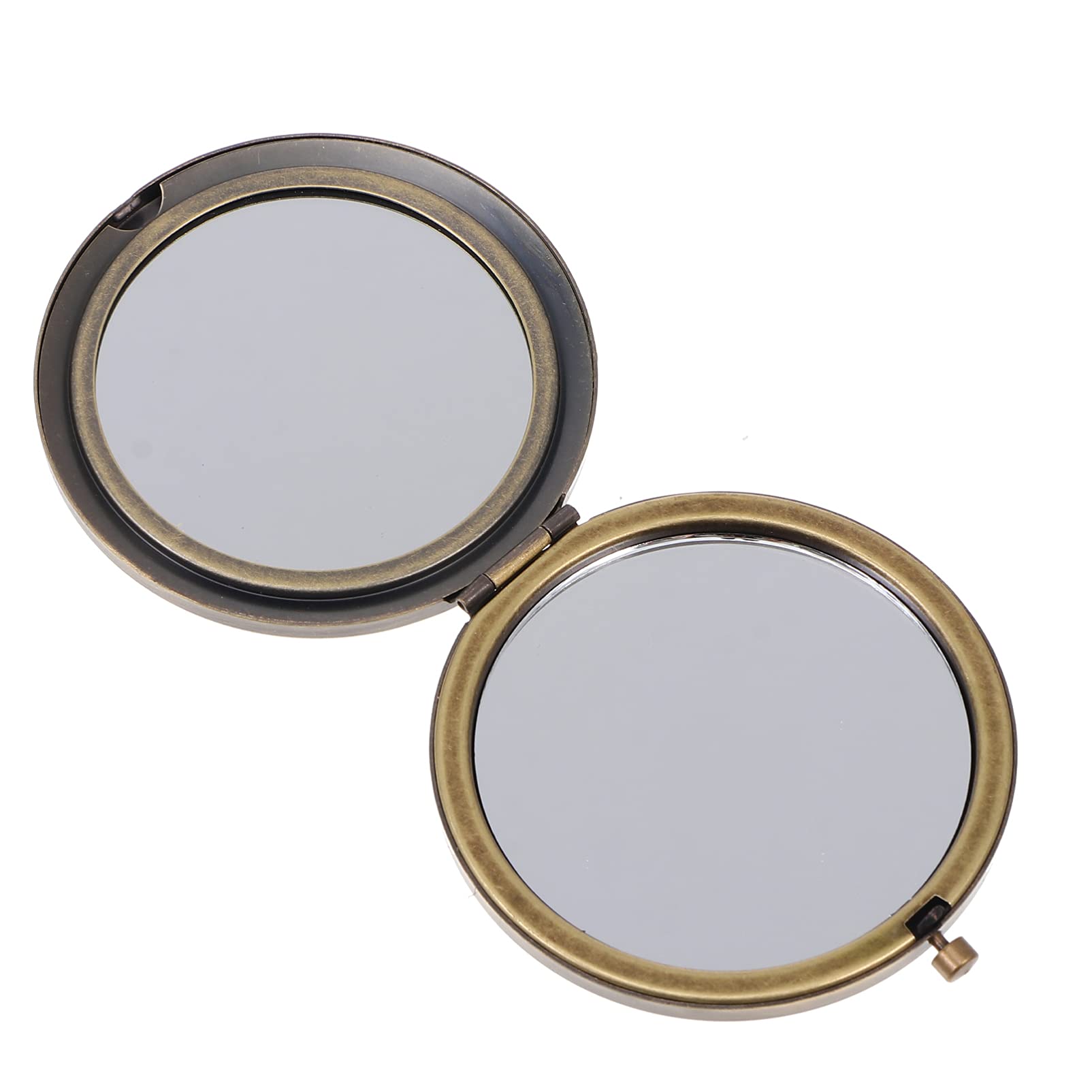 FRCOLOR Retro Wooden Compact Mirror - Mini Travel Pocket Mirror for Handbag, Purse & Makeup Touch Ups - Vintage Style Cosmetic Mirror for Women On-The-Go (Perfect for Travel, Office & Daily Use)