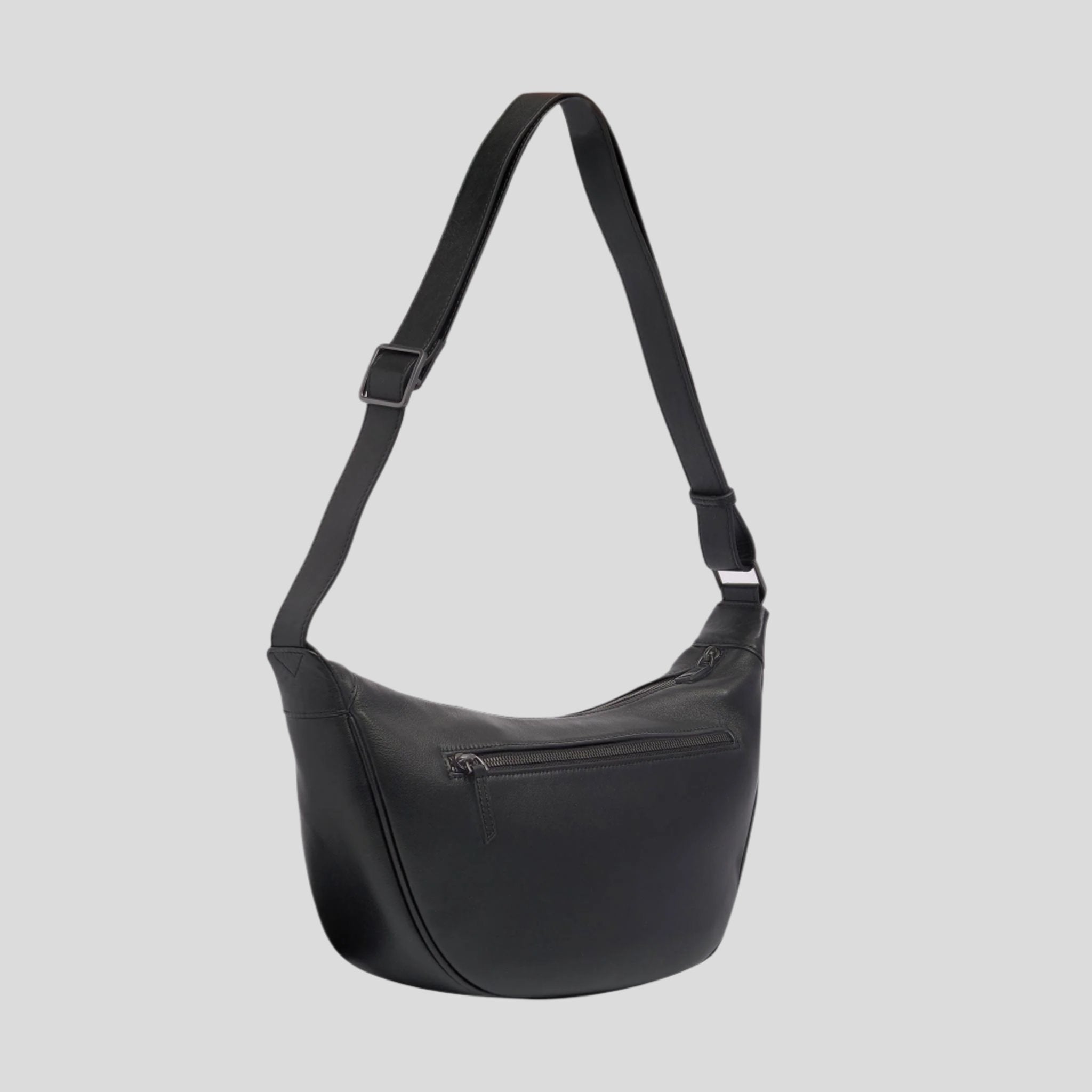Stylish Slouchy Leather Crescent Crossbody Bag for Women - Black | Perfect for Everyday Use, Travel & Casual Outings