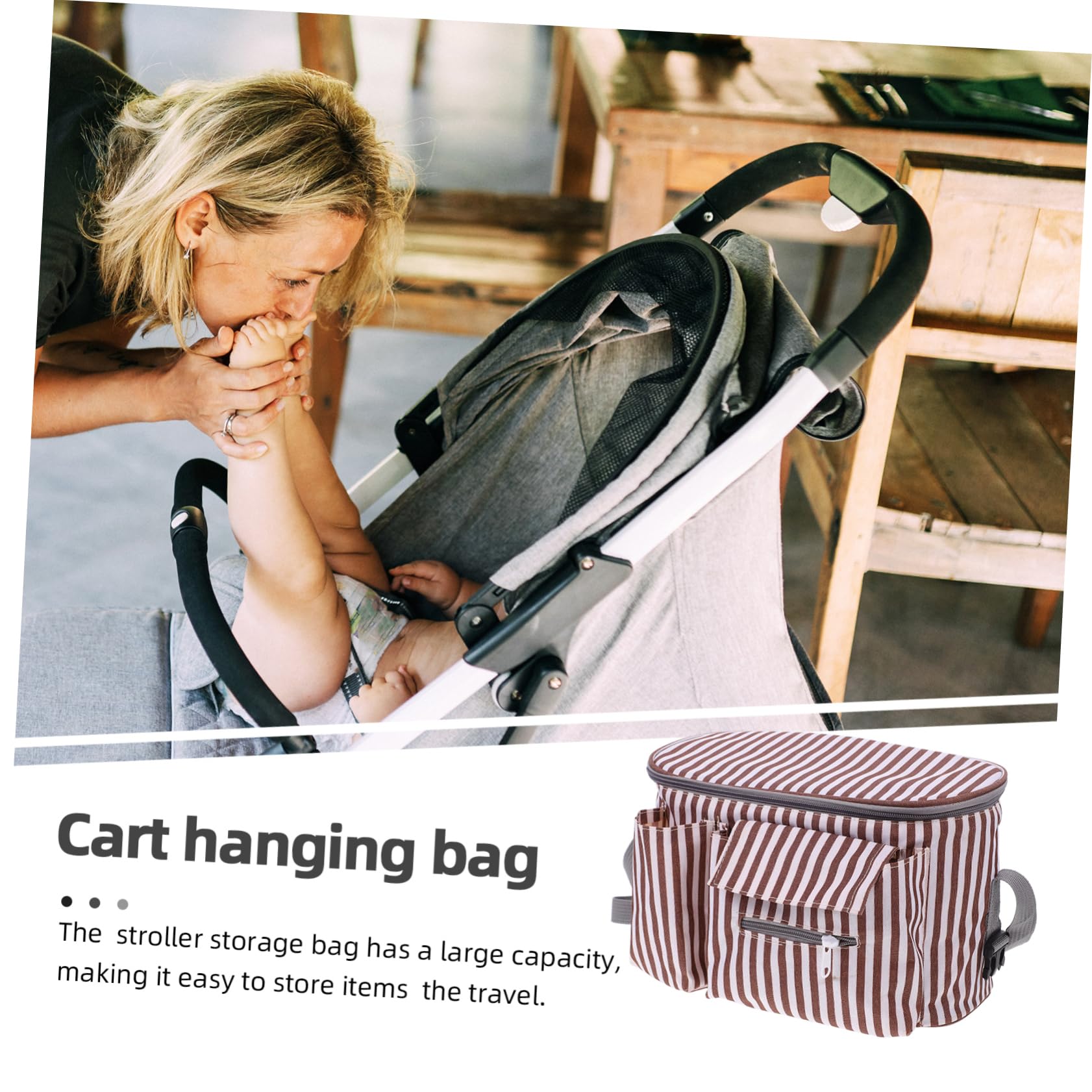 Wakauto 5-Piece Stroller Travel Organizer Bags - Durable Storage Tote Bags for Baby Strollers, Wagons & Car Seats - Perfect for Diapers, Toys & Essentials on Family Outings