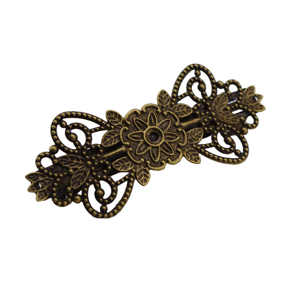 Vintage French Hair Barrettes - 4Pcs Rose Flower Feather Clips for Women, Perfect for Weddings & Parties